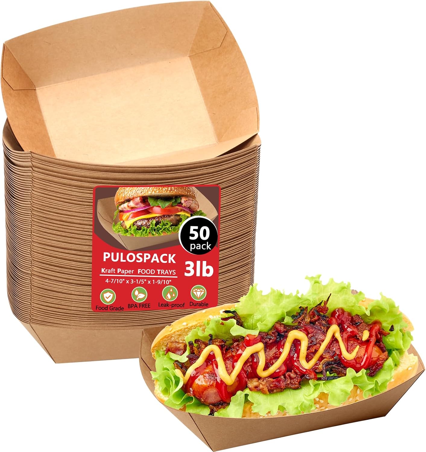 Detalle de PULOSPACK Paper Food Boats, 3 lb