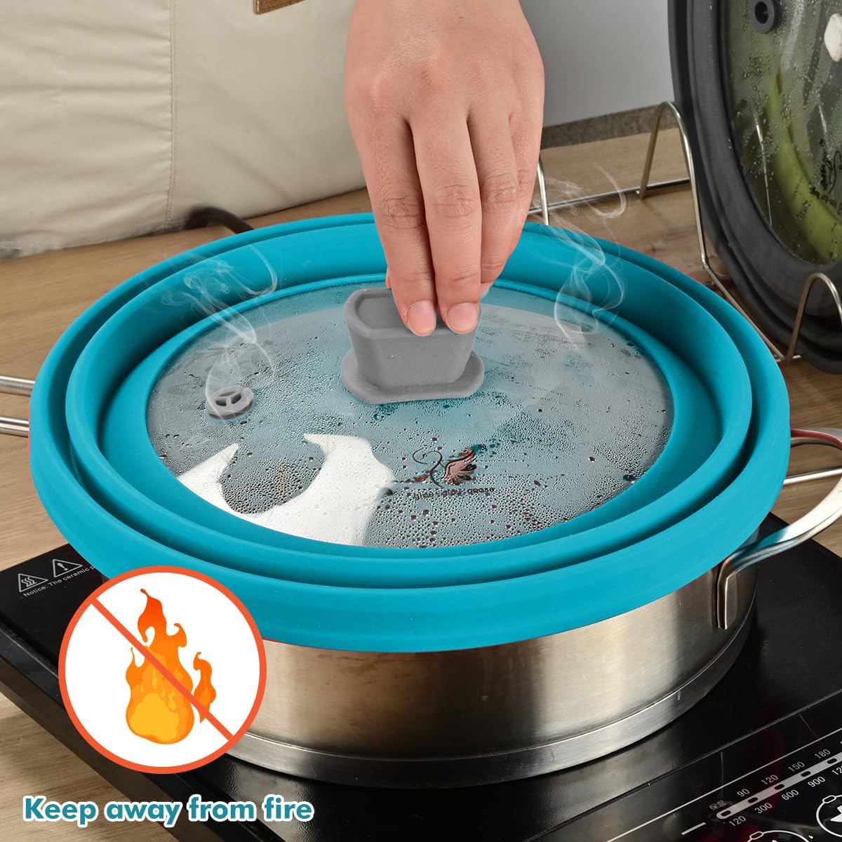 Thumbnail 4 de Microwave Splatter Cover Glass with Silicone Handle 10.8in