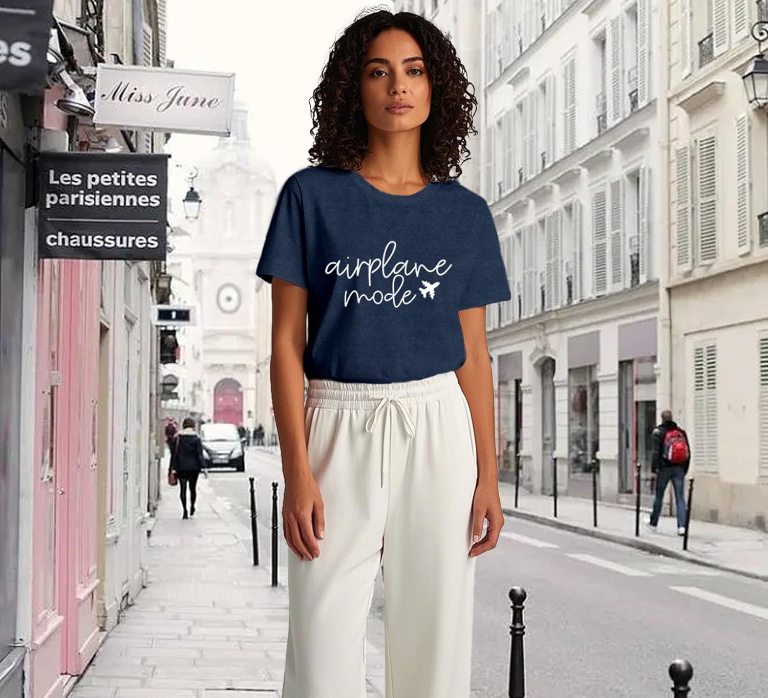 Thumbnail 1 de Qskall women’s travel-themed “Airplane Mode” T-shirt with relaxed fit