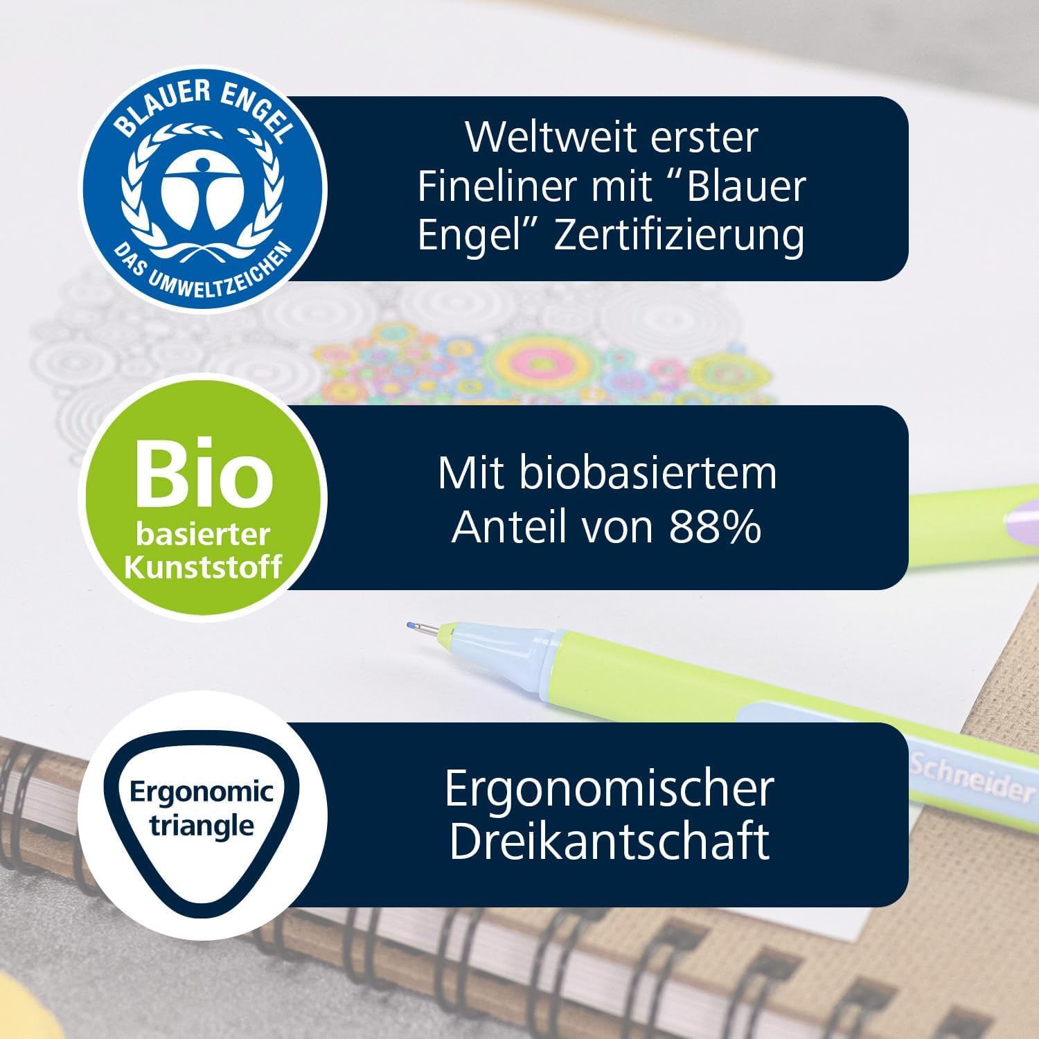 Thumbnail 1 de Schneider Line-Up Pastell Fineliner 0,4 mm pastel-mint – 10er-Pack mit biobasiertem Gehäuse