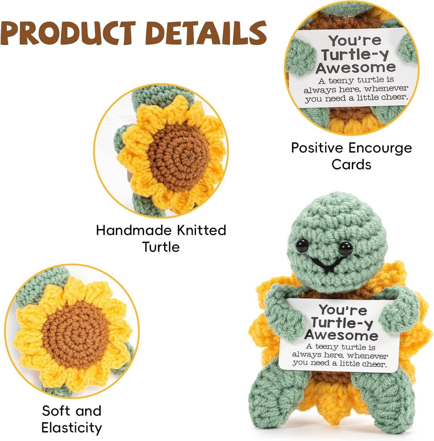 Thumbnail 5 de Bafiwu Funny Positive Turtle crochet gift