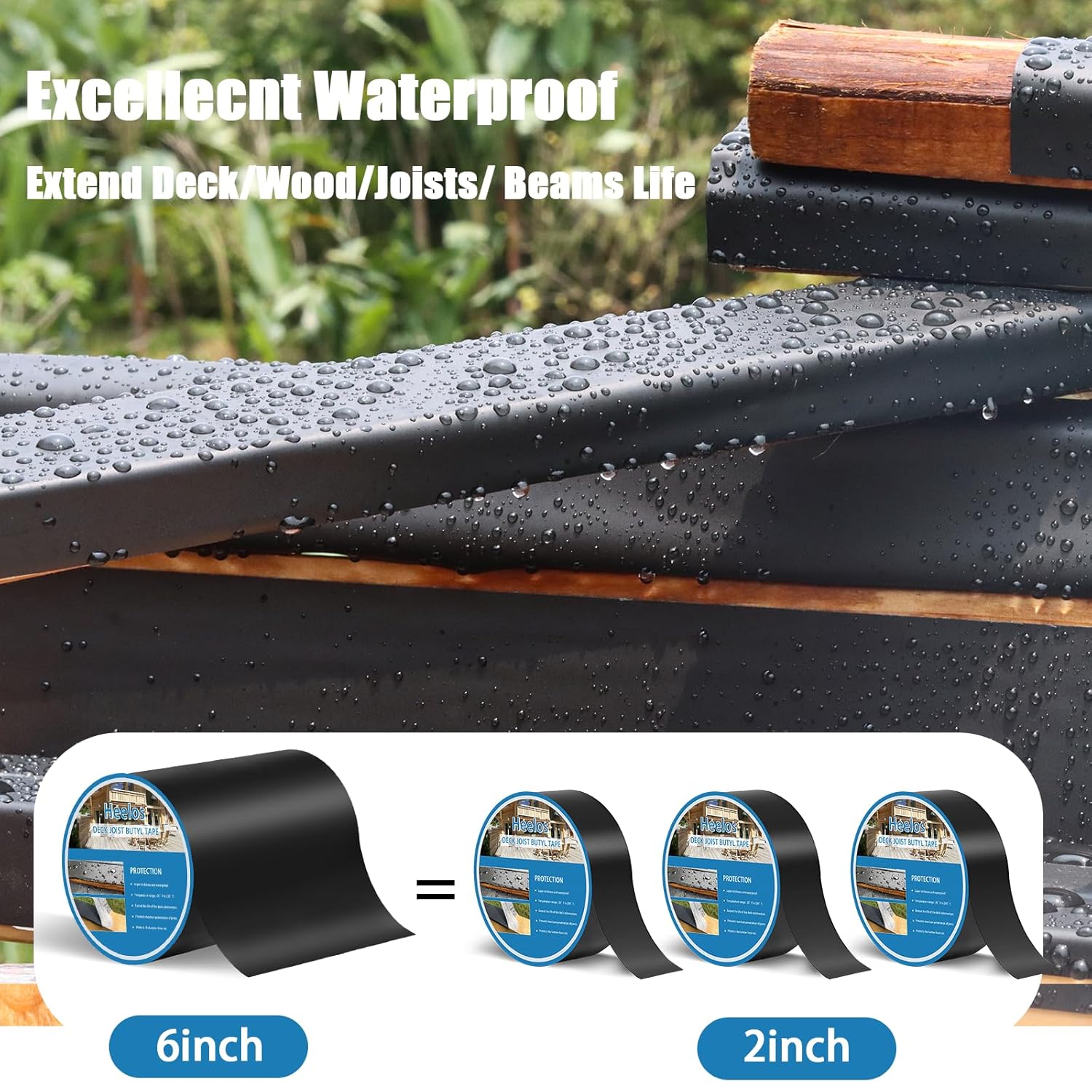 Thumbnail 2 de Heelos Deck Joist Tape 6''×50' – Weather-Resistant Butyl Decking Tape