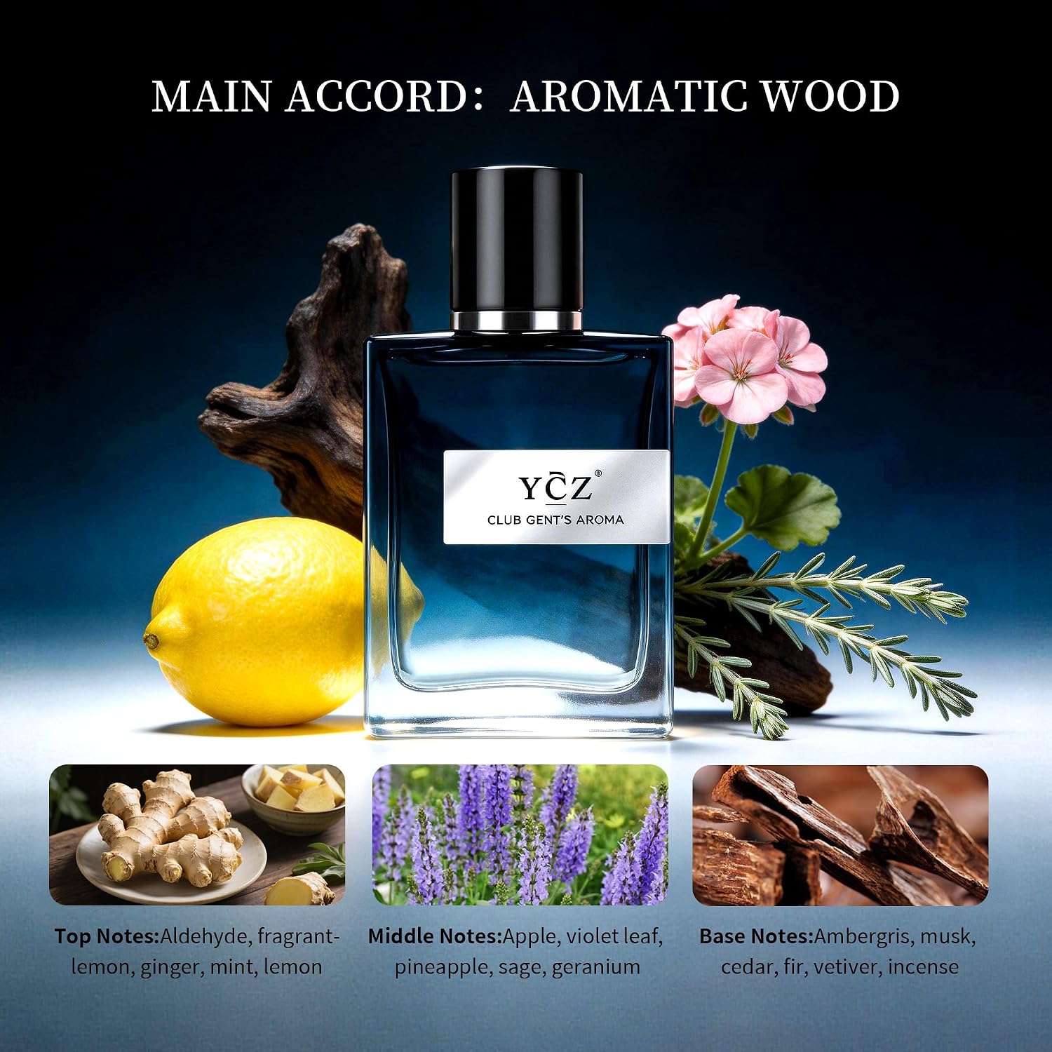 Detalle 2 de Ycz Club Gentleman's Aroma Eau de Parfum for Men, 1.7 fl oz