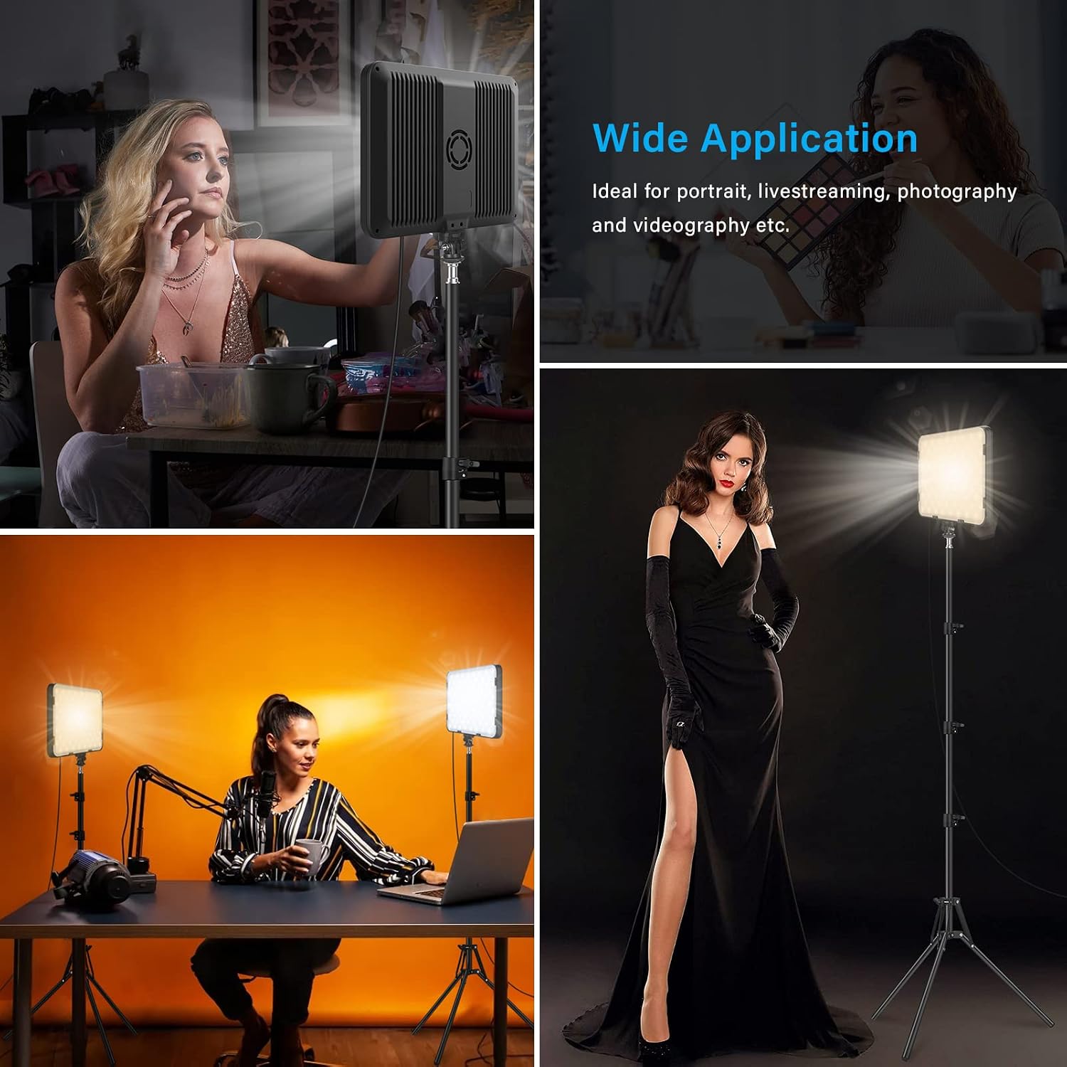 Thumbnail 6 de Obeamiu 2 Pack LED Video Lights 63" tripod