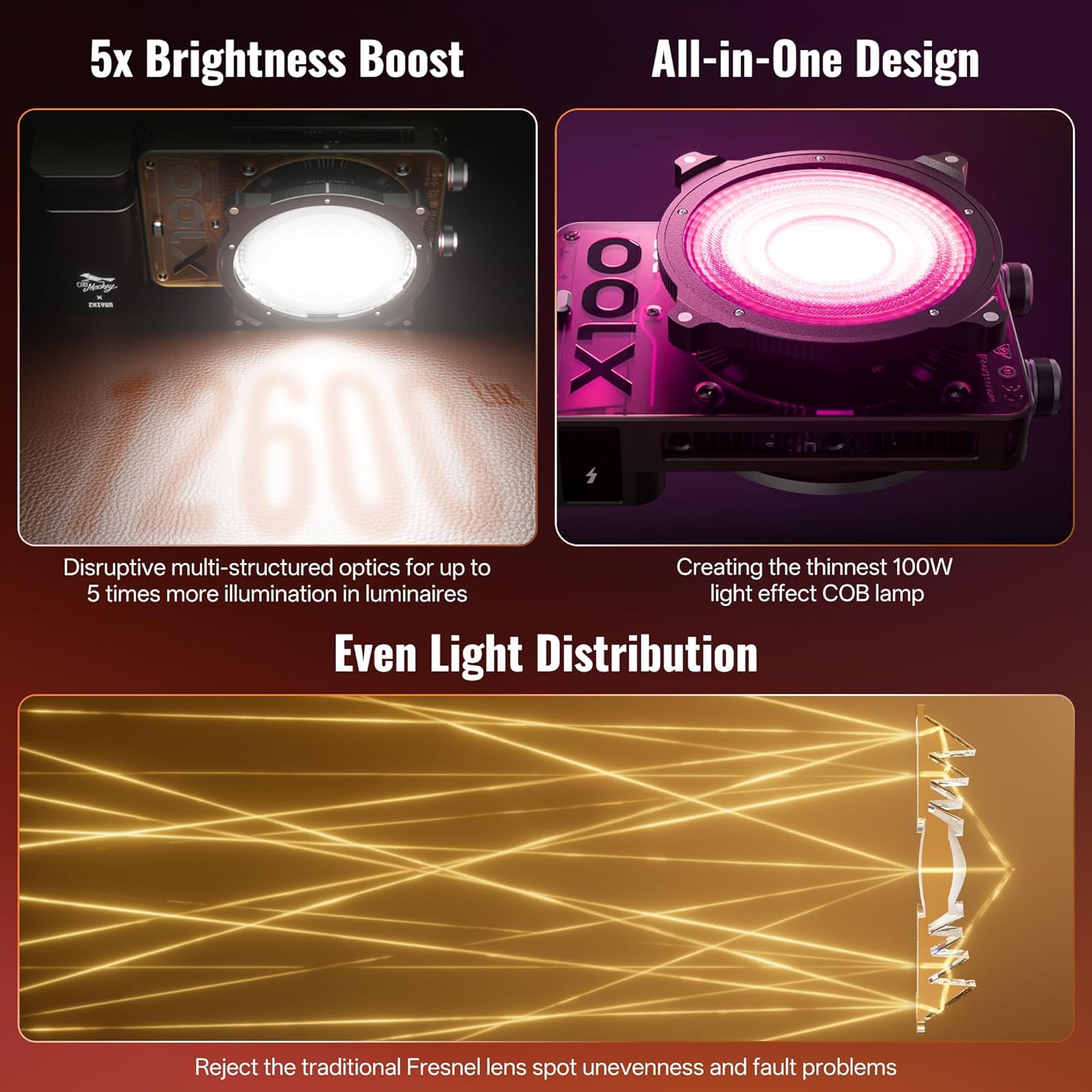 Thumbnail 4 de ZHIYUN MOLUS X100 RGB PRO 100W Video Light (V2 Upgraded) – Portable 2500K–10000K, CRI≥95, TLCI≥97