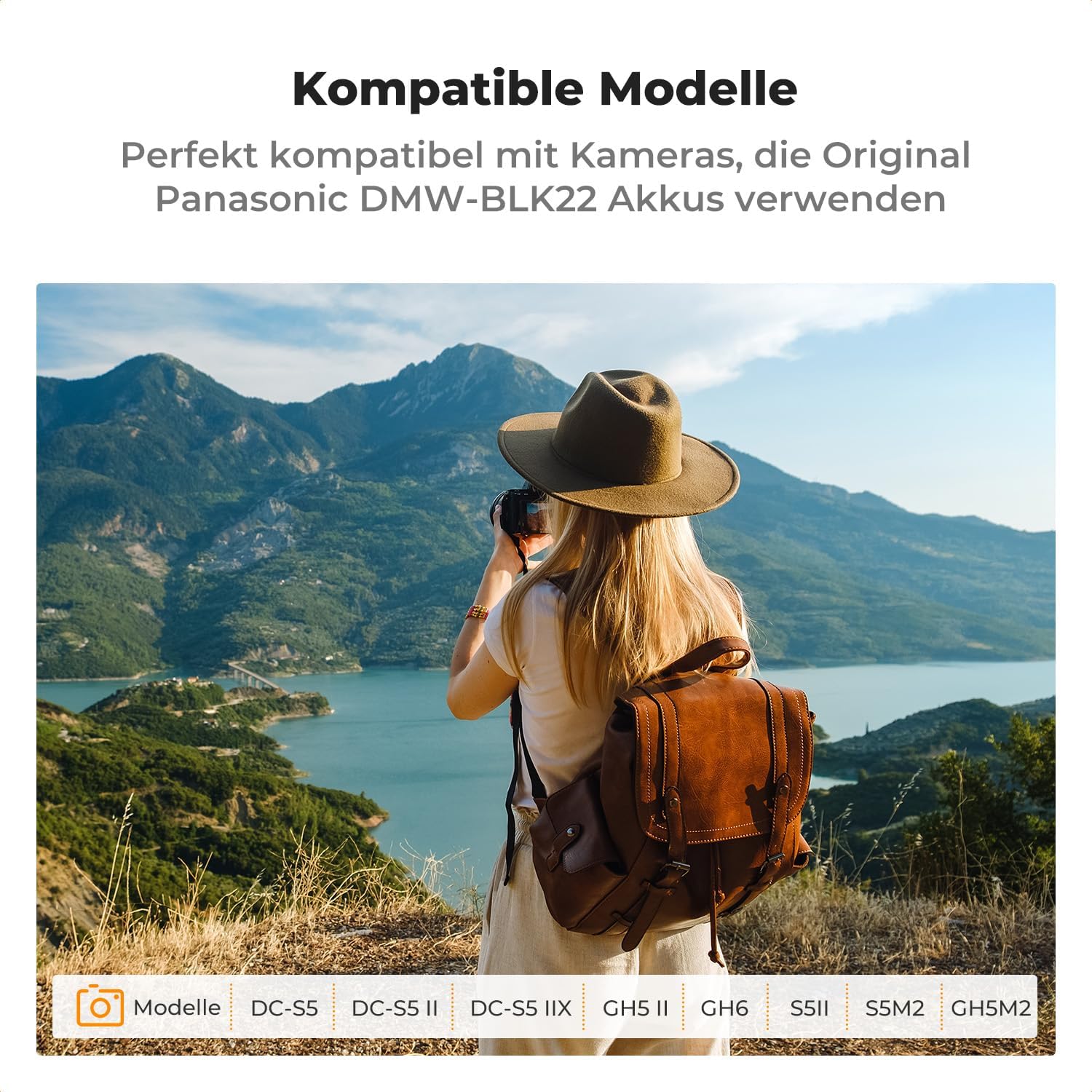 Detalle 2 de K&F CONCEPT DMW-BLK22 Akku 2er-Pack (2400 mAh) + LCD Dual-Slot-Ladegerät für Panasonic Lumix