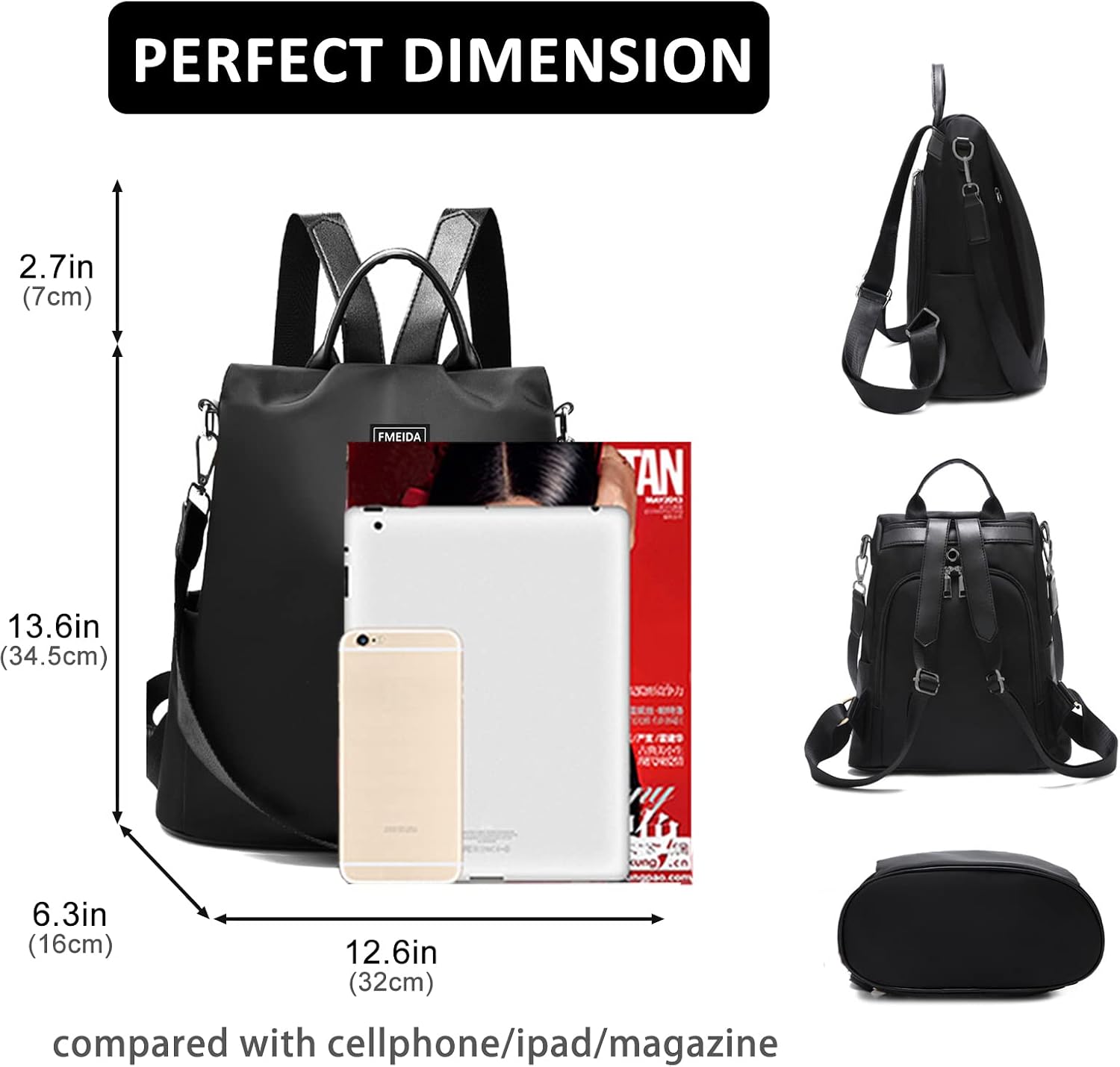 Thumbnail 1 de Fmeida Backpack Womens Anti Theft Travel Rucksack 32cm