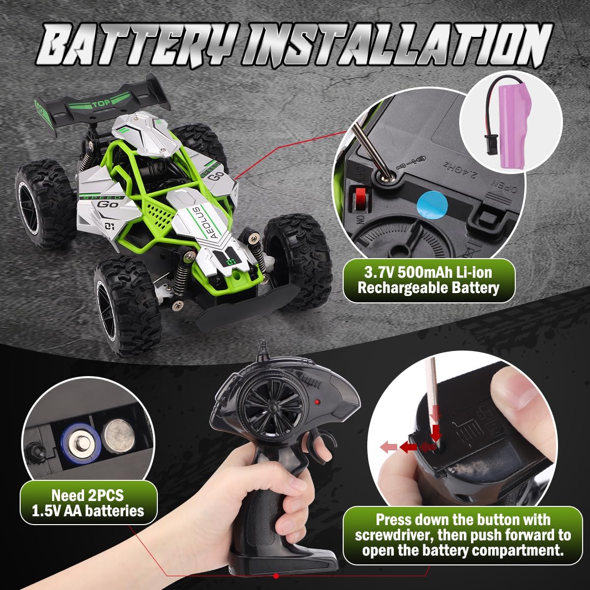Detalle 2 de RUIDYA 1:18 off‑road RC race car for kids
