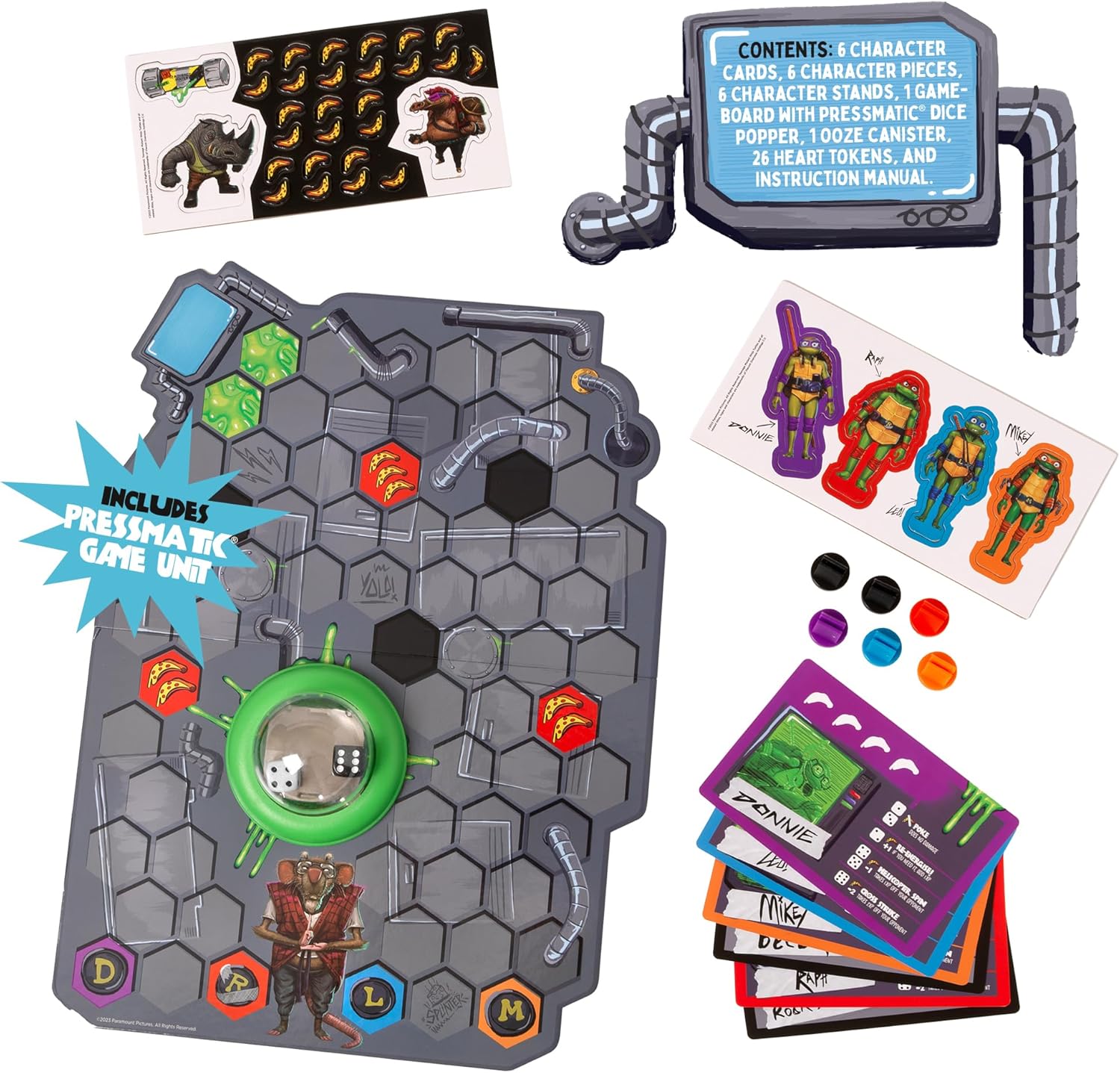 Detalle 2 de Ideal | Teenage Mutant Ninja Turtles: Sewer Battle Pressmatic Game – Family Fun for 2–7 Players