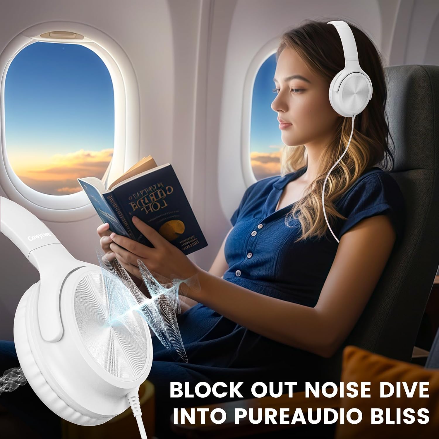 Detalle de Cowyawn USB-C-Kopfhörer Kabelgebunden Wired Headphones, Foldable with Mic
