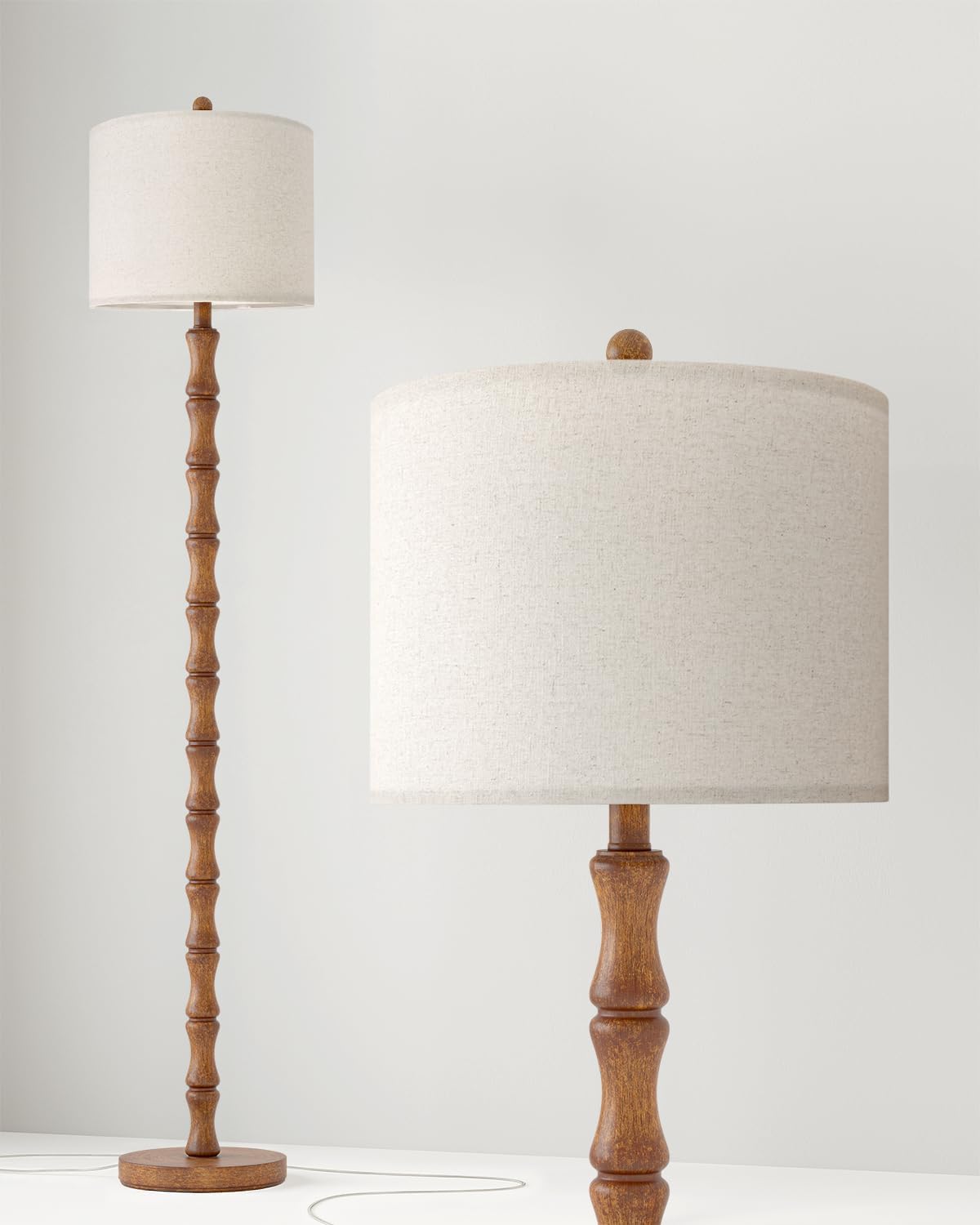 Detalle 2 de BOBOMOMO AMZ-F1241AT Farmhouse Floor Lamp, 62-Inch Resin Base