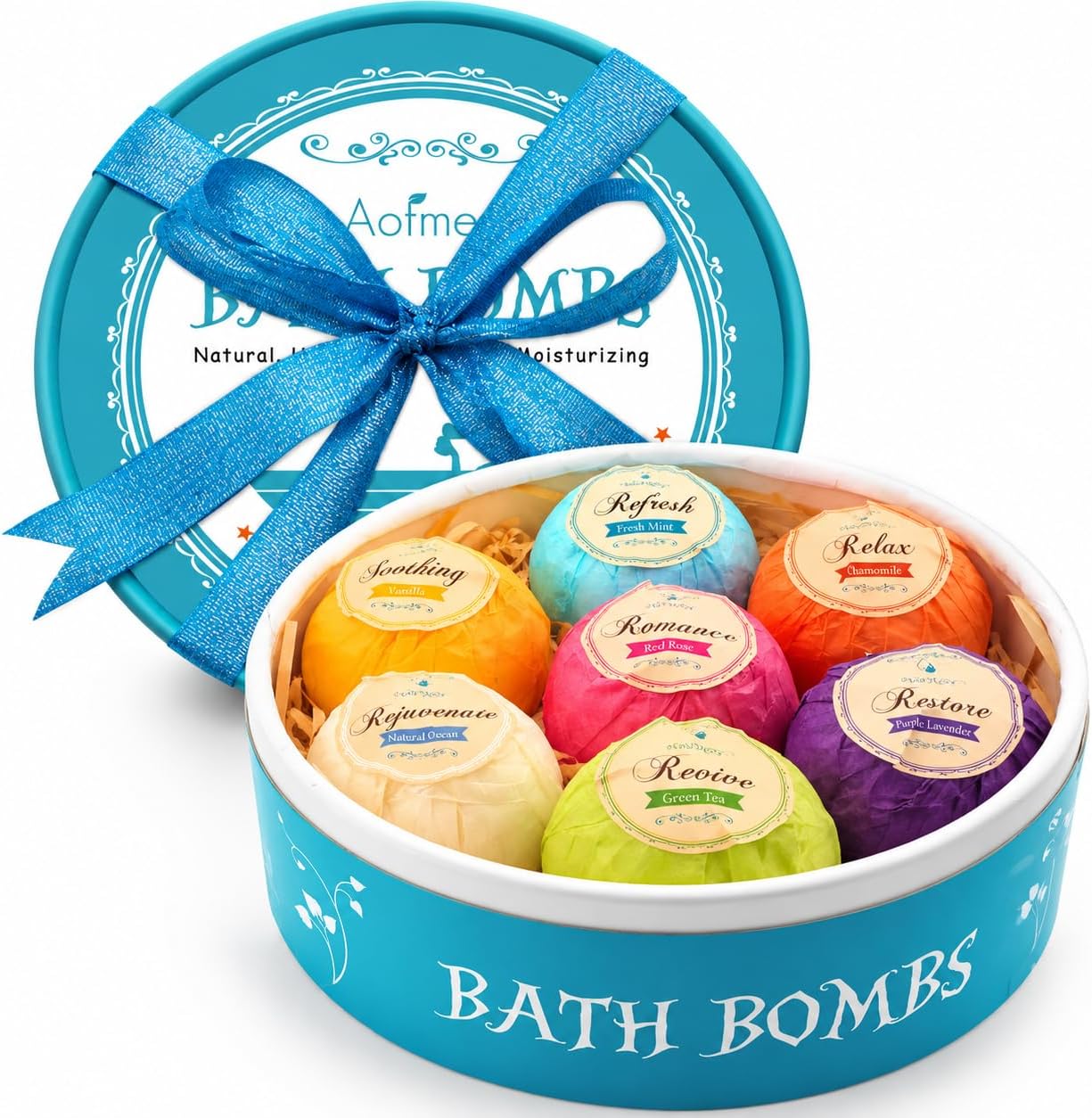 Detalle de Aofmee AOBB07 Bath Bomb Gift Set, 7 Individually Wrapped Fizzies