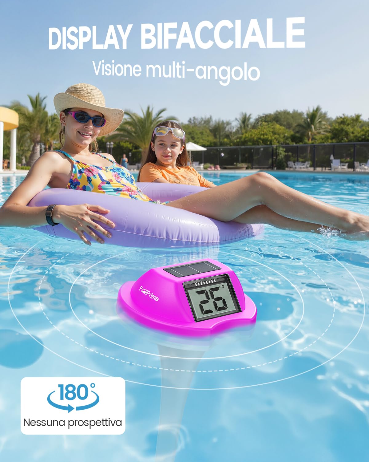 Thumbnail 1 de PoolPrime Termometro Piscina a Doppio Schermo - Lettura Facile, IPX7, Galleggiante Solare