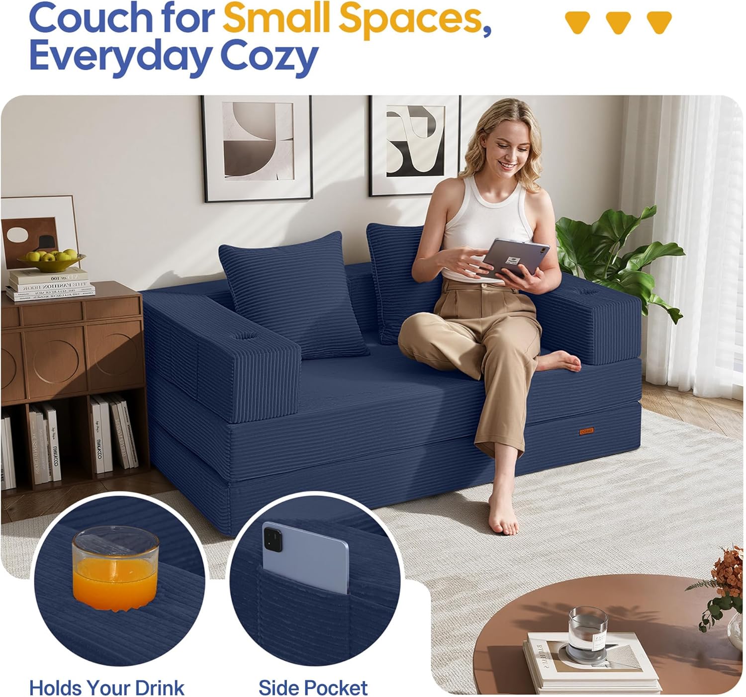 Thumbnail 2 de COMAX Futon Sofa Bed: 4-in-1 Convertible for Small Spaces