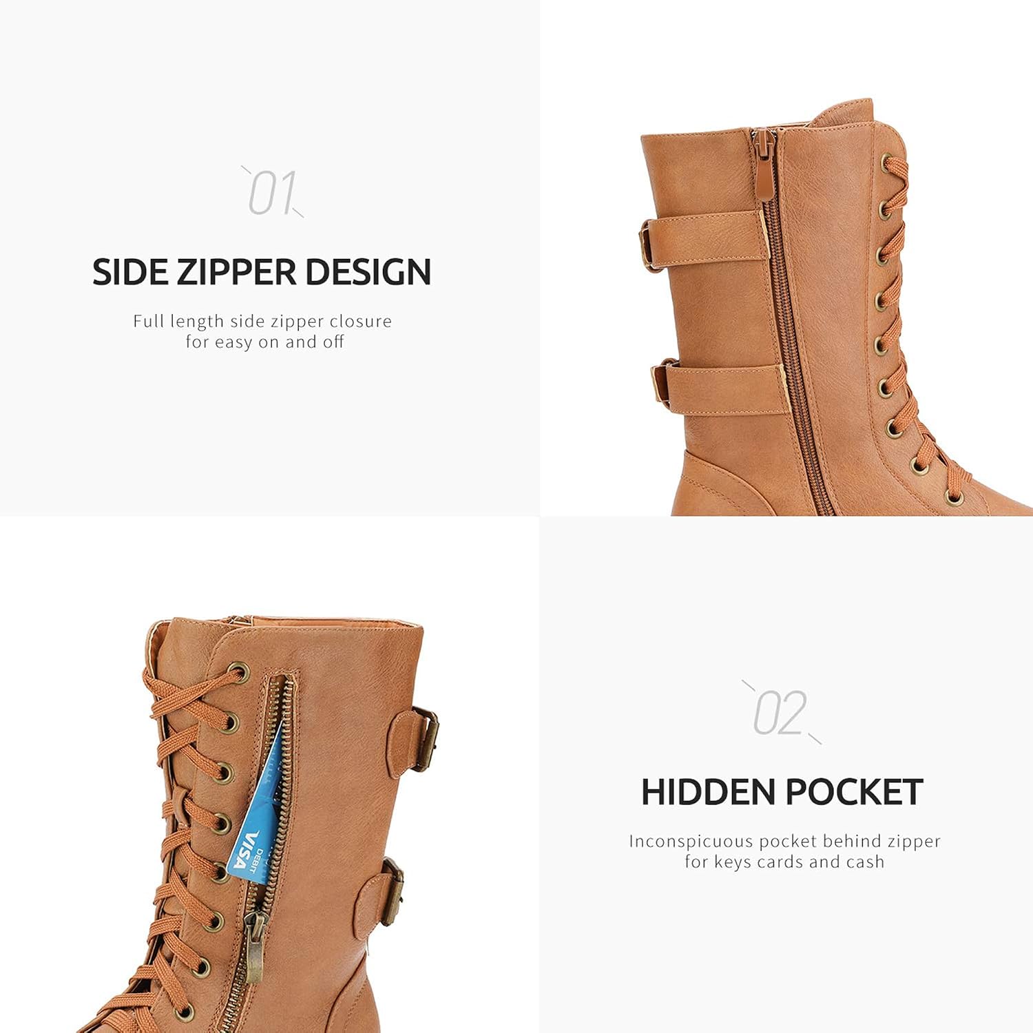 Detalle de DREAM PAIRS Mid-Calf Combat Boots