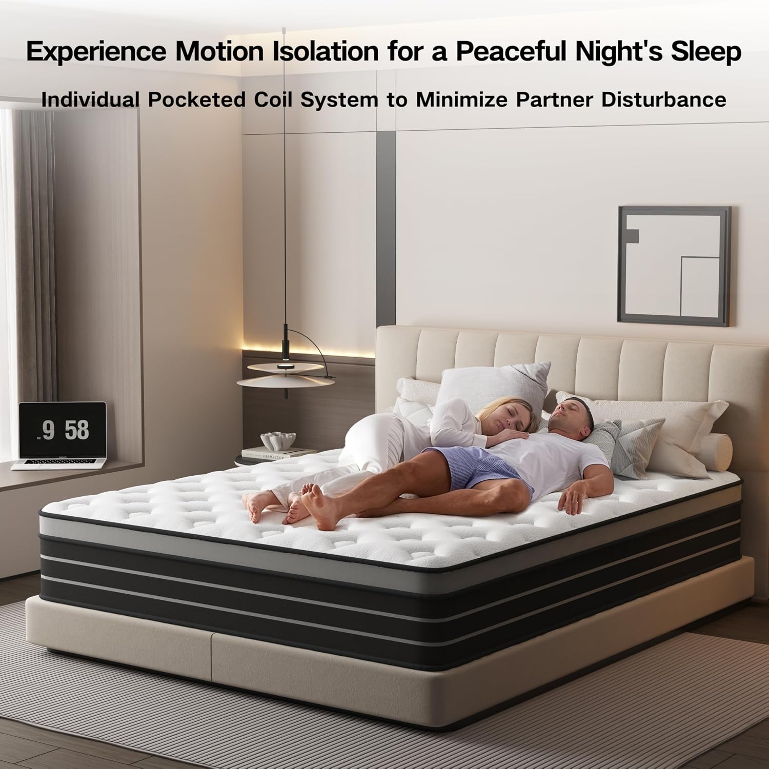 Detalle 2 de CBAEC-RSN Double Mattress 4FT6: 10 inch gel memory foam, 7-zone pocket springs (medium plush/medium firm)