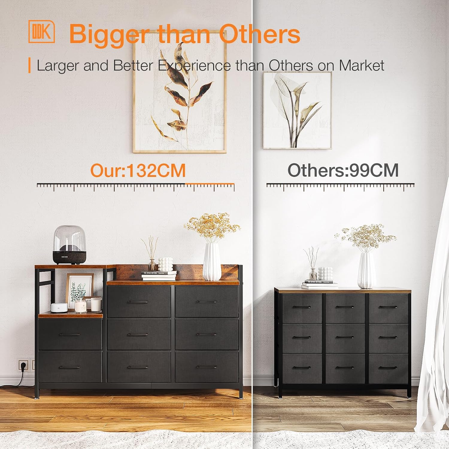 Thumbnail 4 de ODK Chest of Drawers with 8 Fabric Drawers and 2 USB Ports