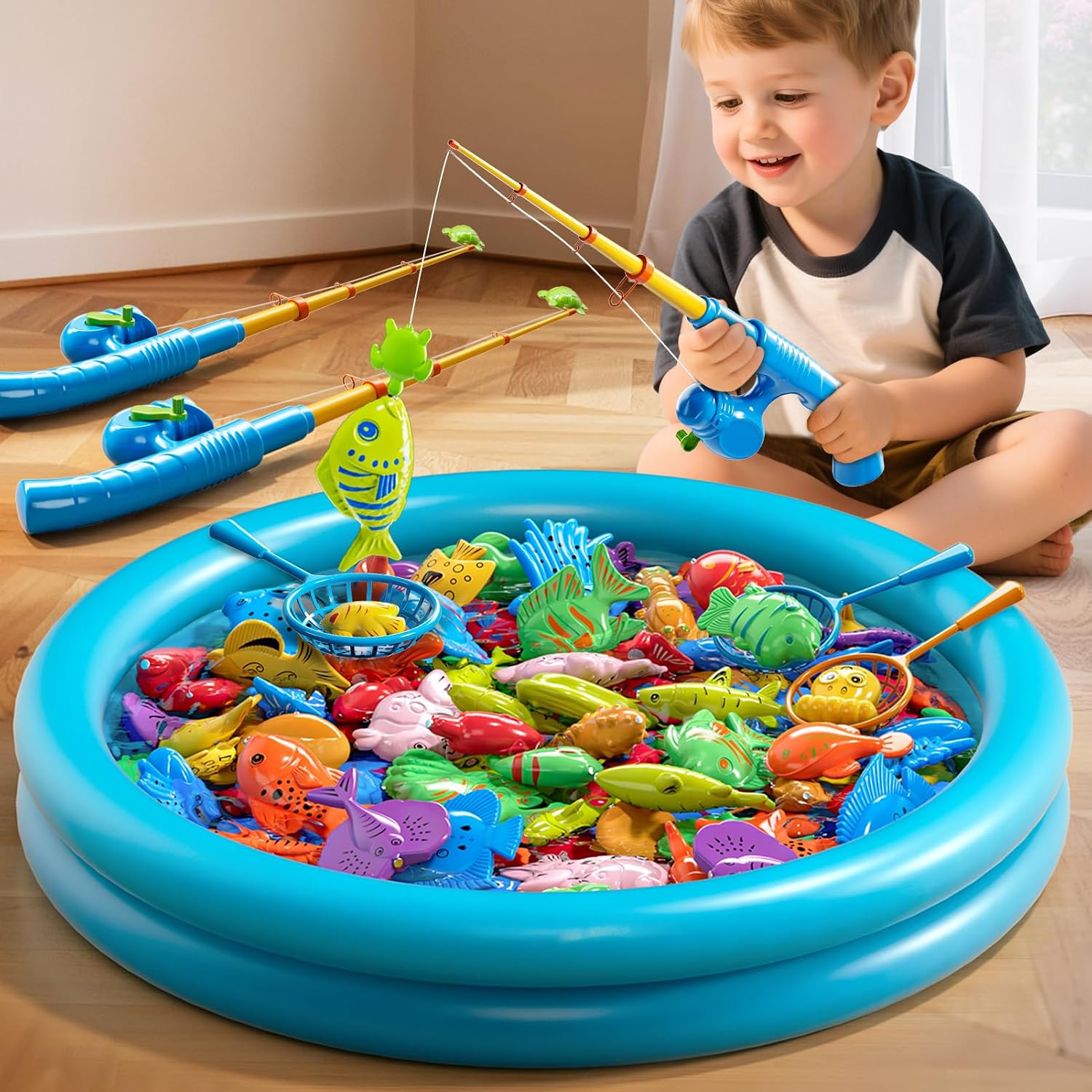 Detalle de Magnetic Fishing Pool Toys Game for Kids – Outdoor Bath & Water Table Set (3–8 Years)