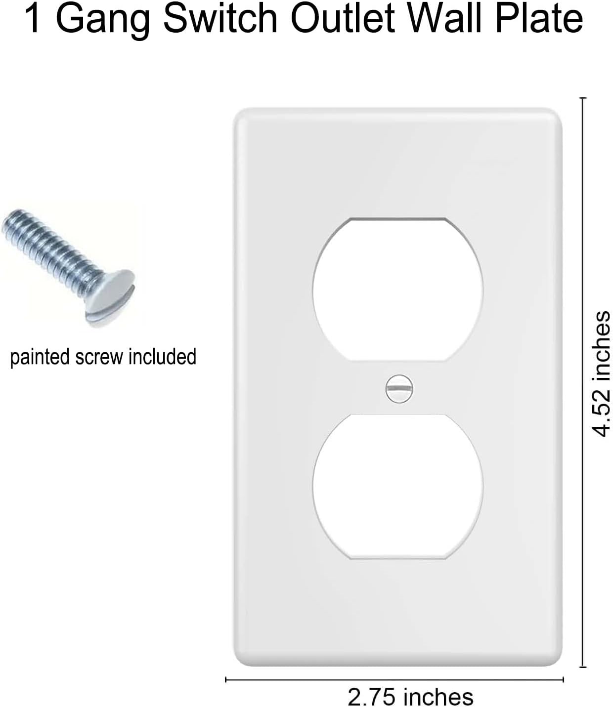 Detalle de ZEFTV Duplex Wall Plates, 1-Gang White Polycarbonate, 10-Pack