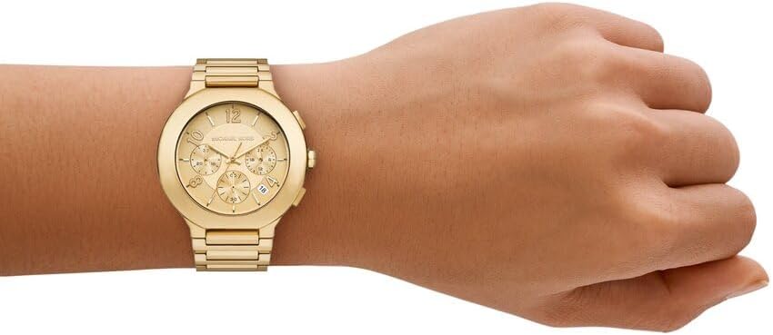 Detalle de Michael Kors Damen-Uhr Analog Quarz 32029929 mit goldenem Zifferblatt