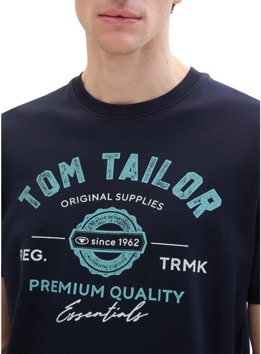 Thumbnail 2 de TOM TAILOR Herren T-Shirt aus Baumwolle mit Logo-Print