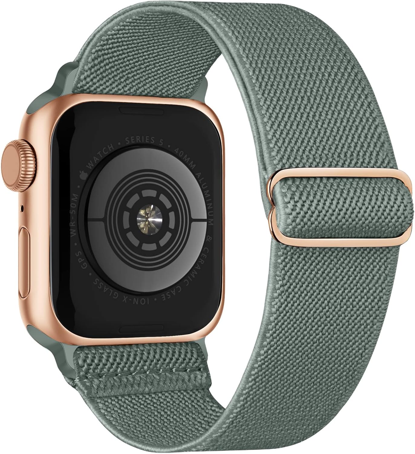 Detalle de Adepoy Elastic Nylon Band for Apple Watch (46mm–49mm): Adjustable Stretch Replacement