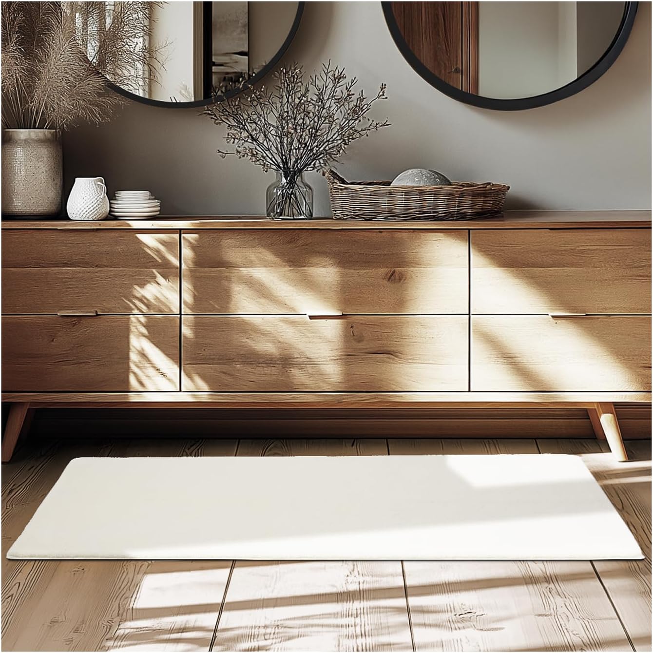 Detalle de tectake Soft Zone laagpolig vloerkleed 80 x 150 cm, wasbaar en antislip
