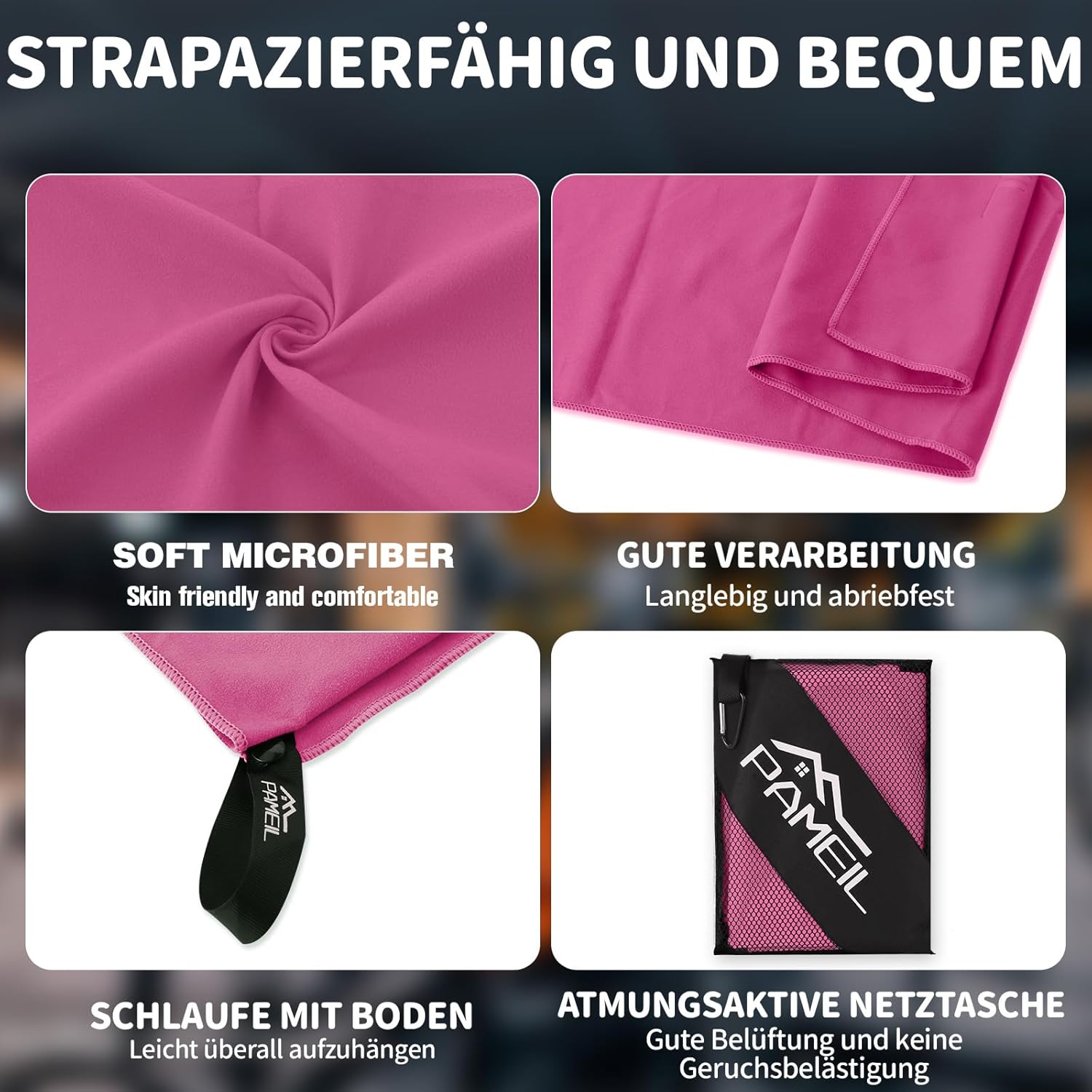 Thumbnail 4 de Pameil Mikrofaser Handtuch 3er Set – Großes Badetuch 160x80 cm + 2x 40x80 cm Tücher, schnelltrocknend & leicht