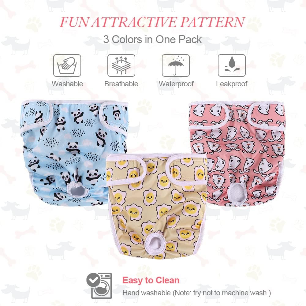 Detalle de vsshe Reusable Dog Diapers 3 Pack – Super Absorbent Washable Female Dog Diapers