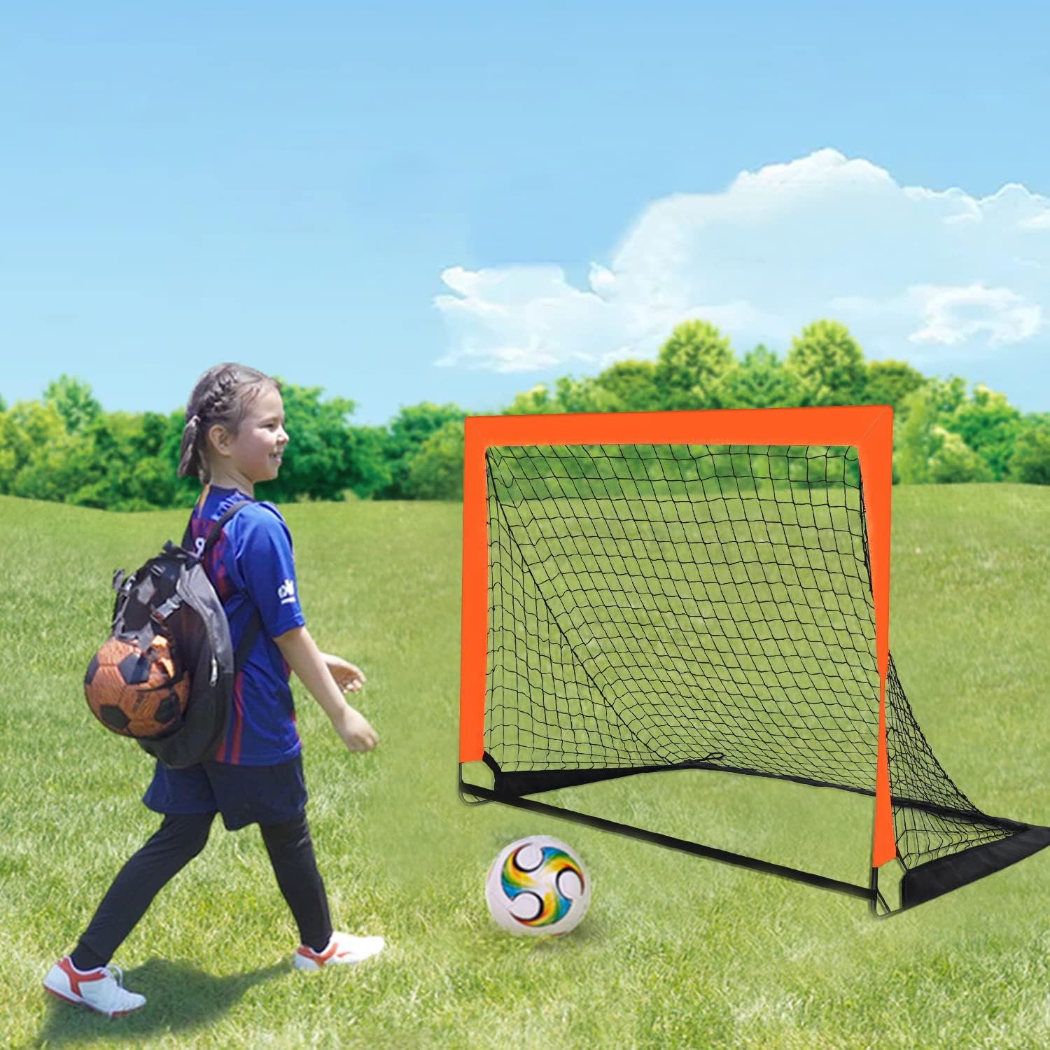 Thumbnail 5 de Theresduet 2-Pack Portable Kid Soccer Goals (4’ x 3’) with Storage Bags and Ground Spikes