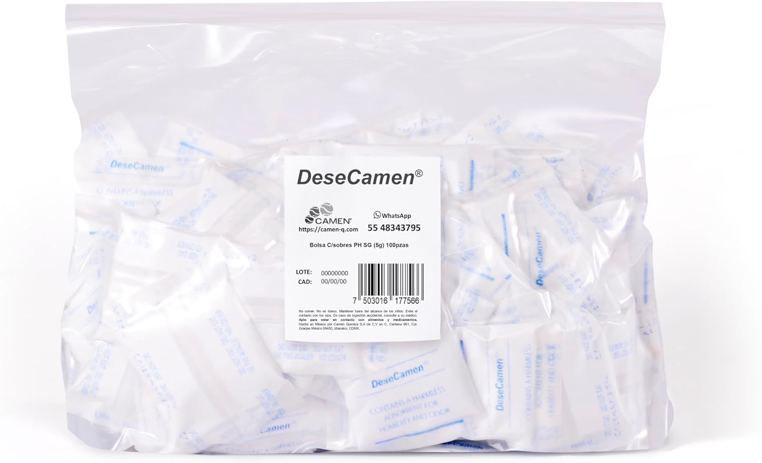 Detalle de Desecamen Bustine silice 100 pezzi da 5 g | Deumidificazione affidabile in ambienti chiusi