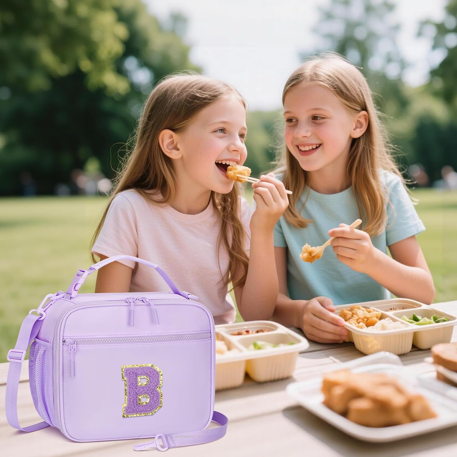 Thumbnail 1 de CLOUDWINGS Kids Initial Lunch Bag: Reusable Insulated Lunch Box for Girls – Purple-B