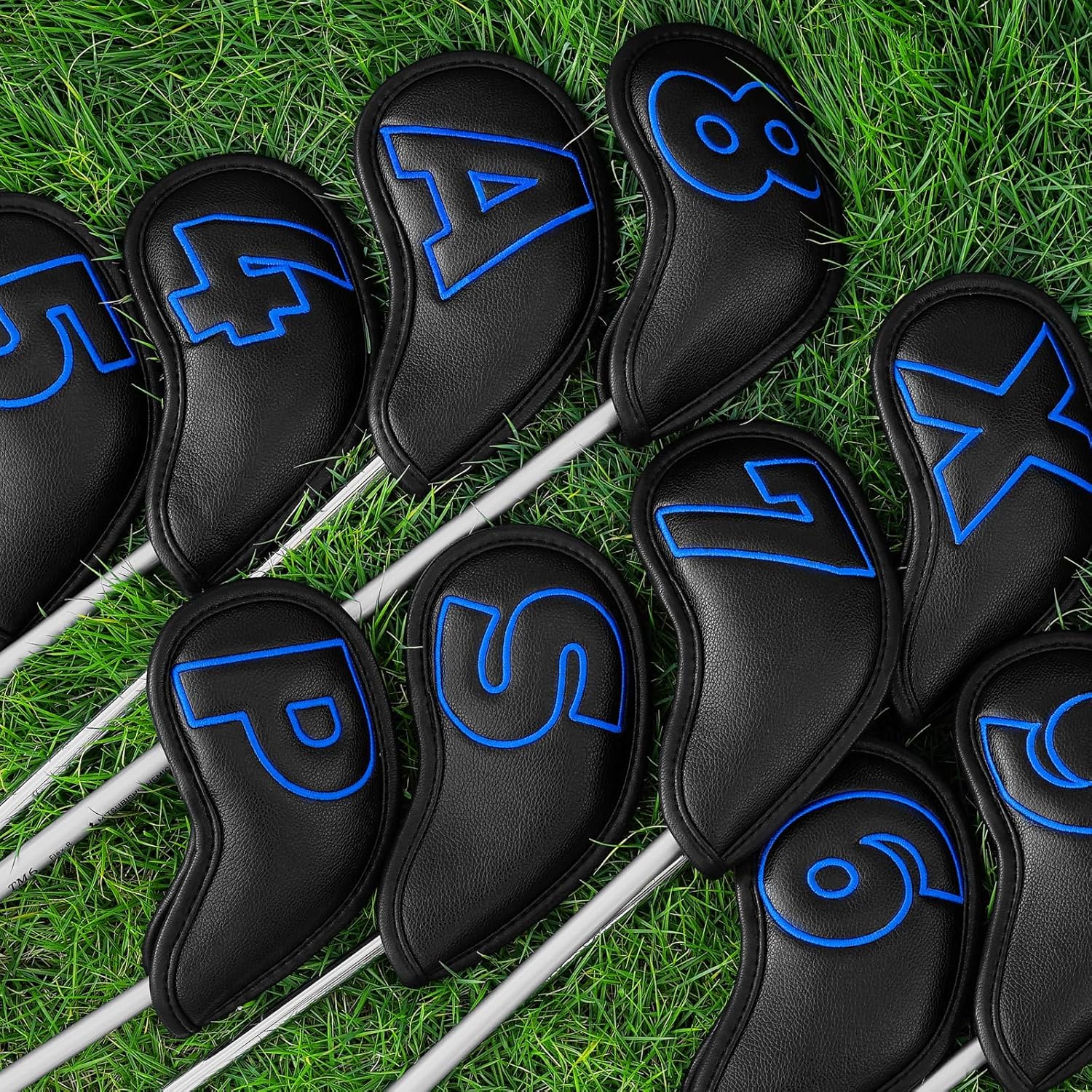 Detalle de Craftsman Golf Classic Black Iron Headcover Set with Magnetic Closure (10 Pack) – Personalisation Available