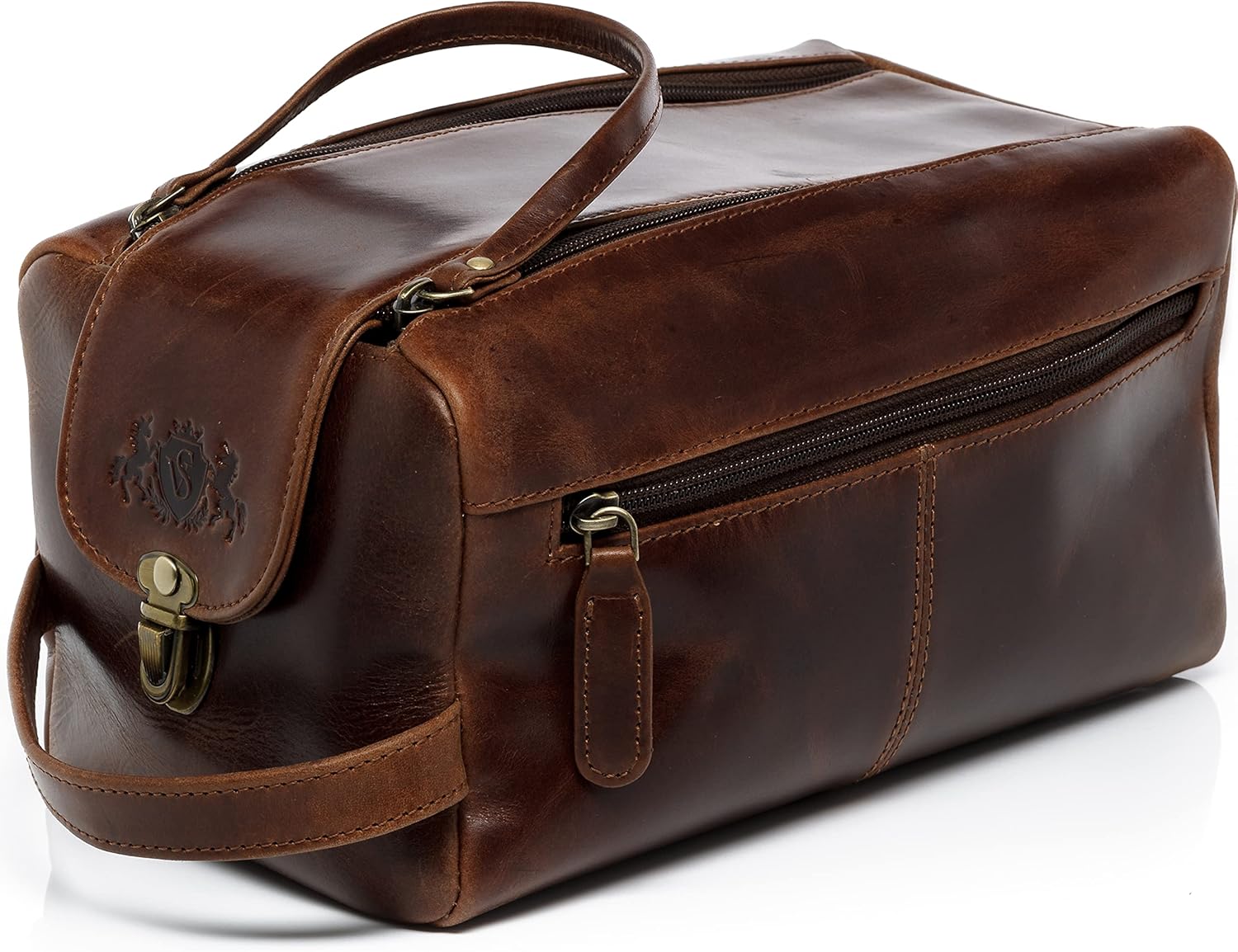 Detalle de SID & VAIN Bristol XL Wash Bag – Genuine Leather Travel Toiletry Case