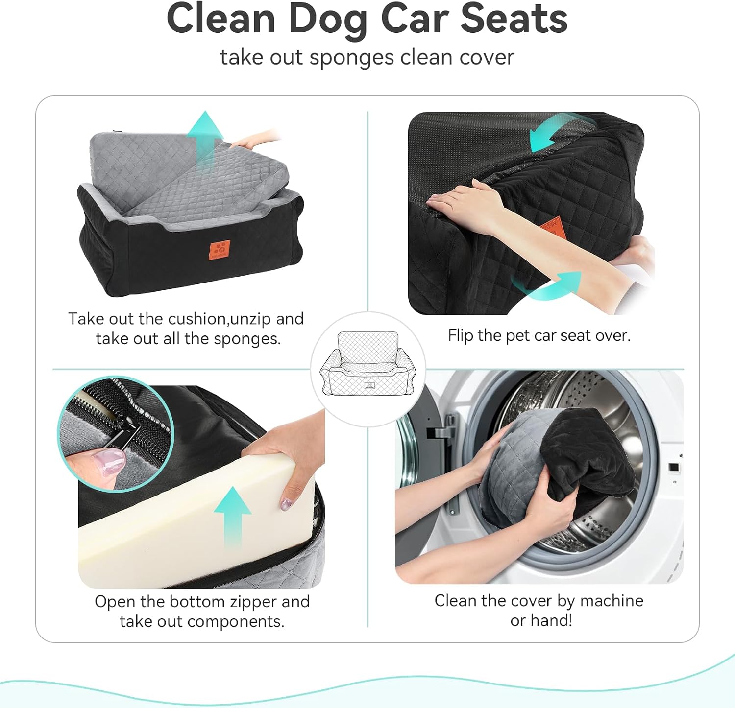 Detalle 2 de GL GLENSLAVE Dog Car Seat for Large/Medium Dogs up to 55 lbs – Soft Memory Foam Booster with Removable Cover