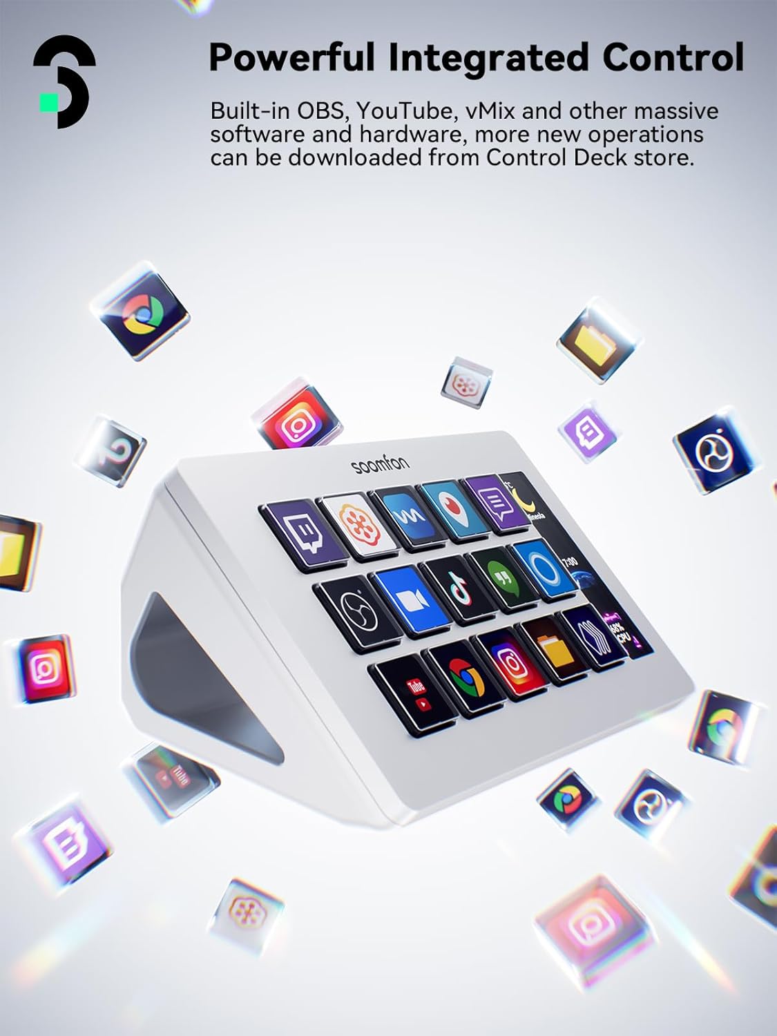 Thumbnail 4 de SOOMFON Stream Controller Stream Control Deck with 15 Customizable LCD Macro Keys for OBS, YouTube, Twitch (PC & Mac)