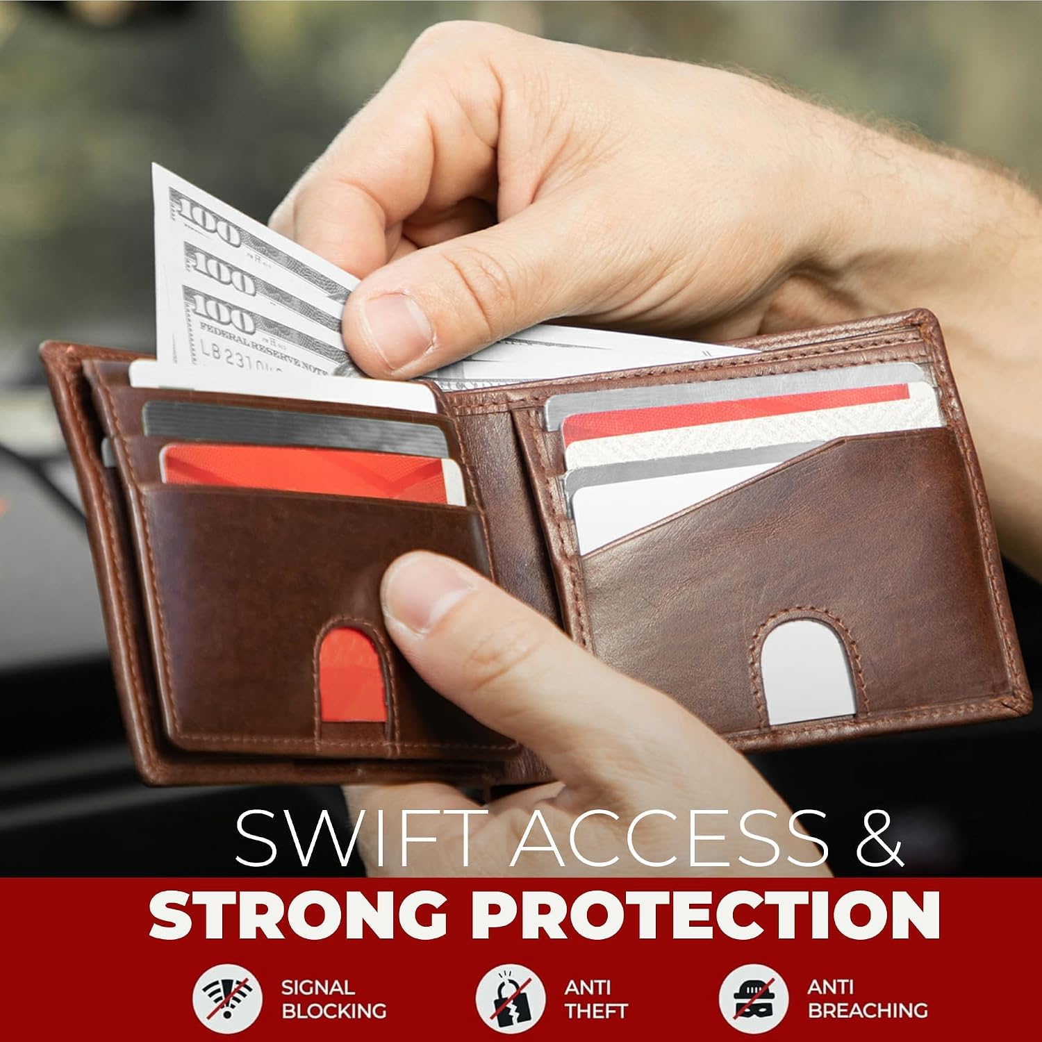Thumbnail 6 de BULL GUARD Mens Bifold Wallet 11 cards