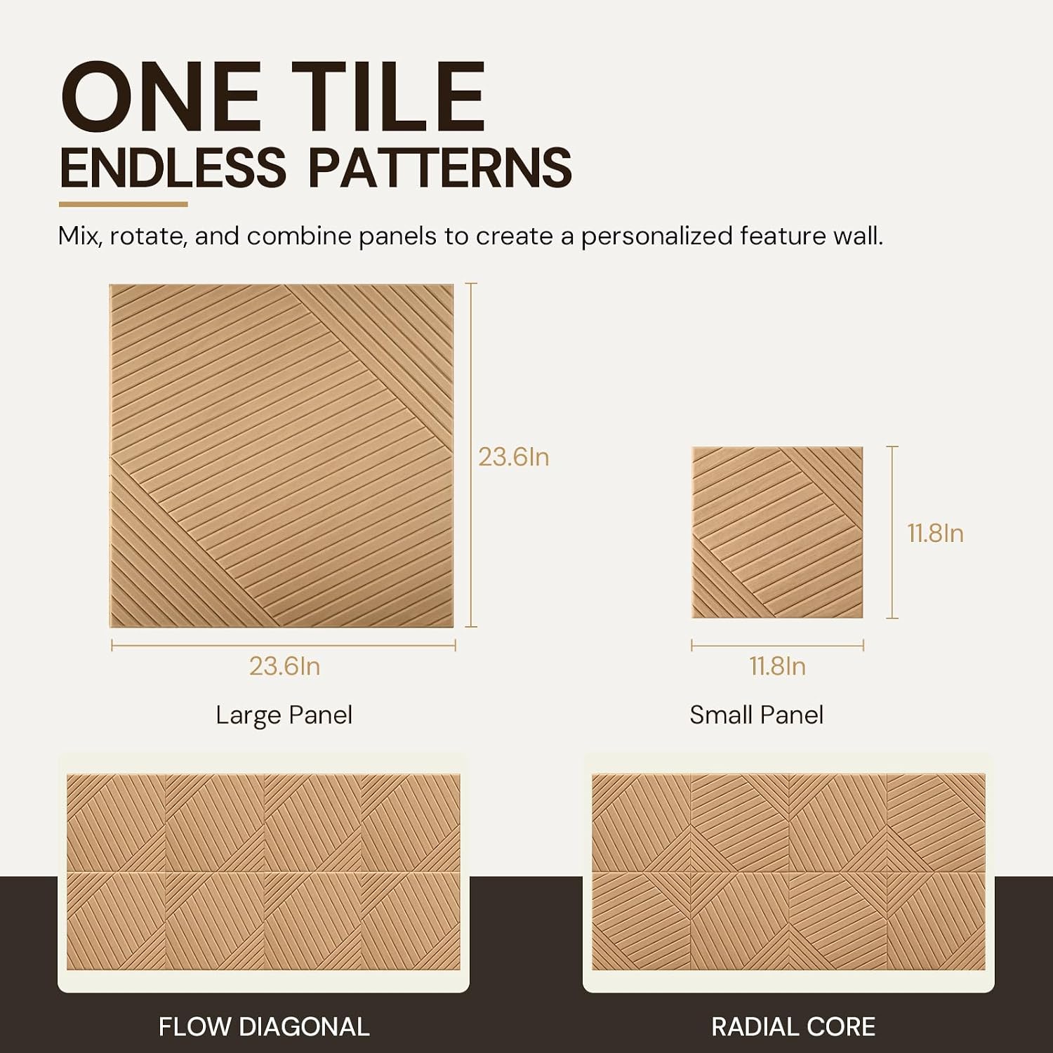 Detalle 2 de Knightsacoustic 16-Pack 12 x 12-Inch Faux-Wood Peel-and-Stick Acoustic Wall Panels