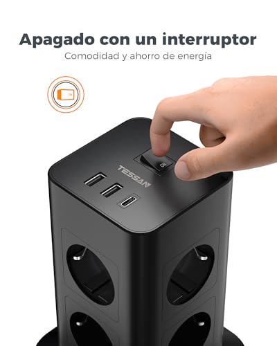 Thumbnail 6 de TESSAN Torre Regleta 8 Tomas con USB y Protección ⚡