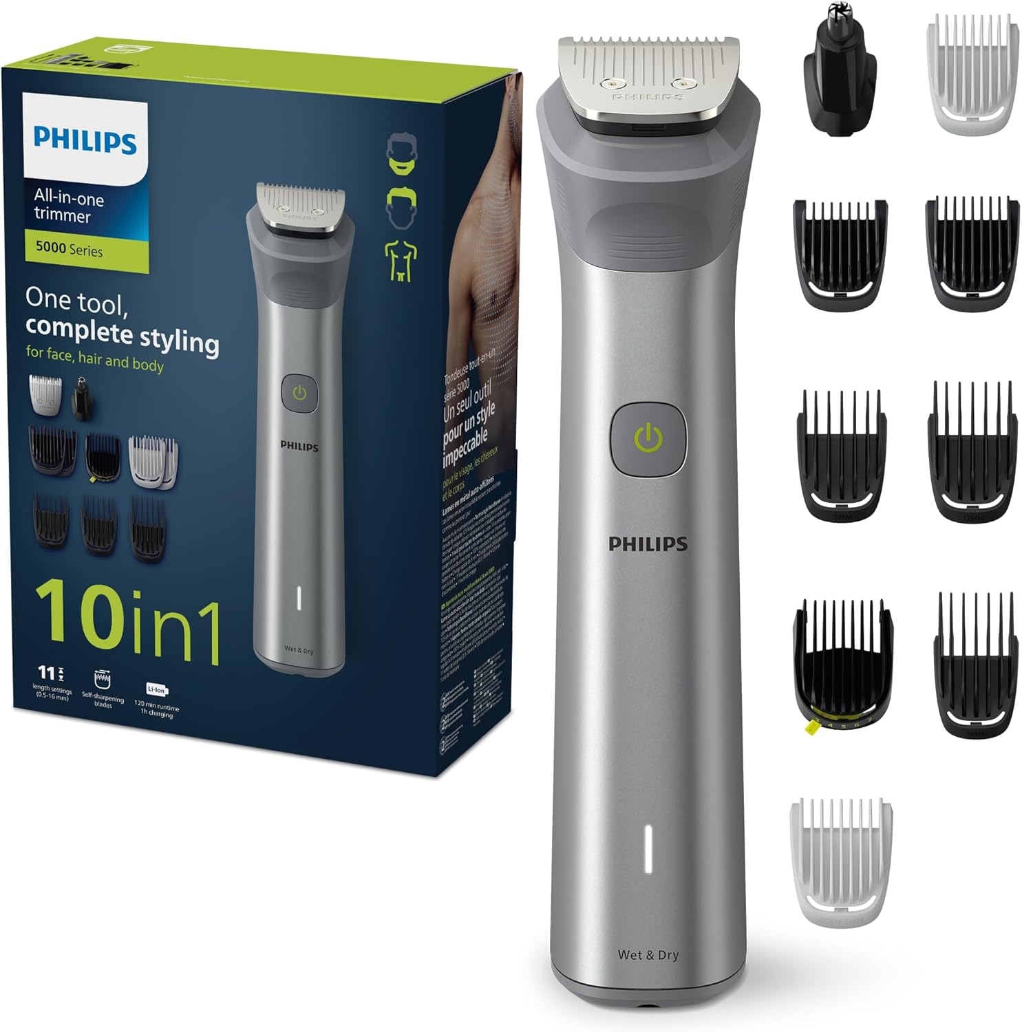 Thumbnail 6 de PHILIPS Multigroom Series 5000 MG5918/15 – All-in-One Trimmer mit 10 Aufsätzen