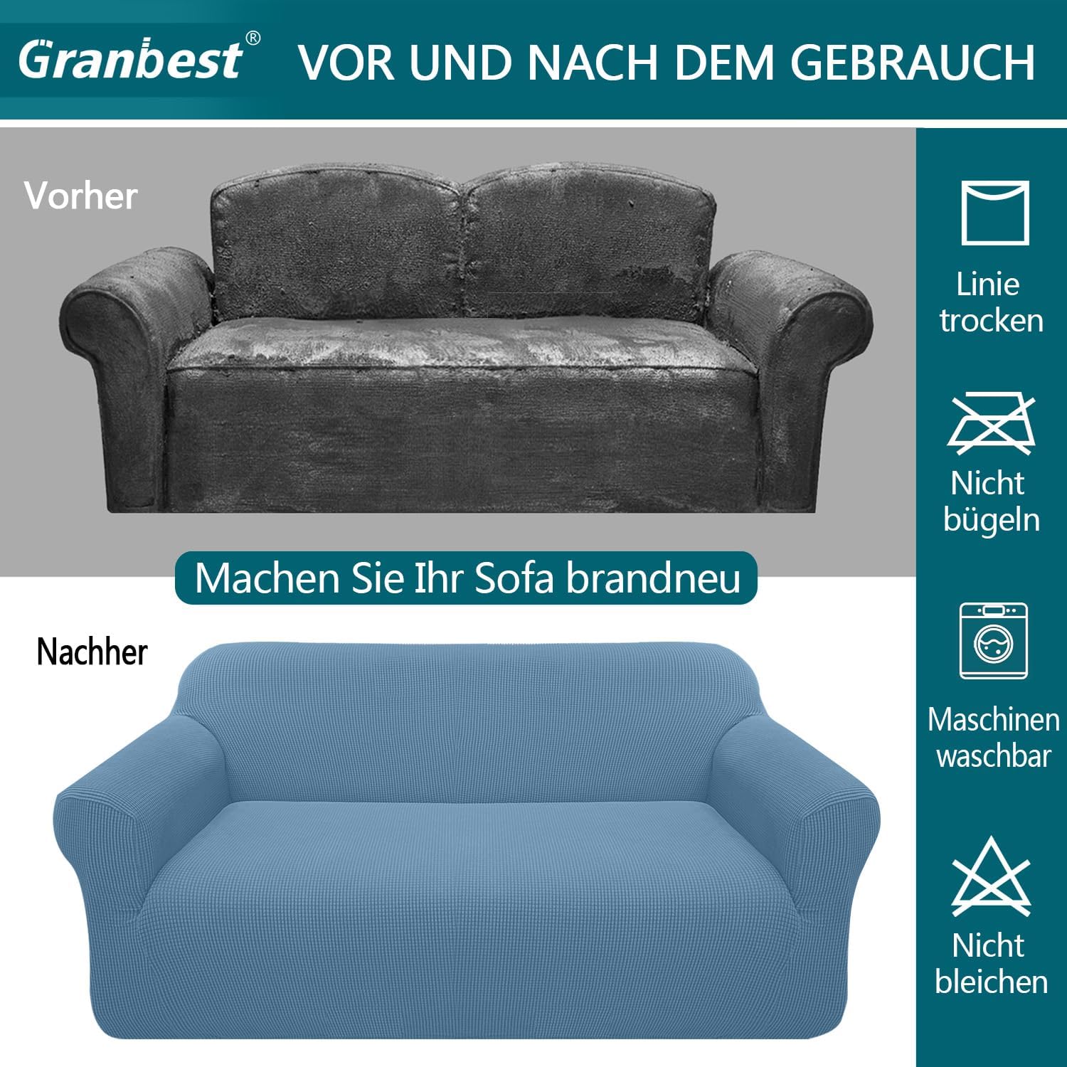 Thumbnail 4 de Granbest Copridivano jacquard 3 posti azzurro 🛋