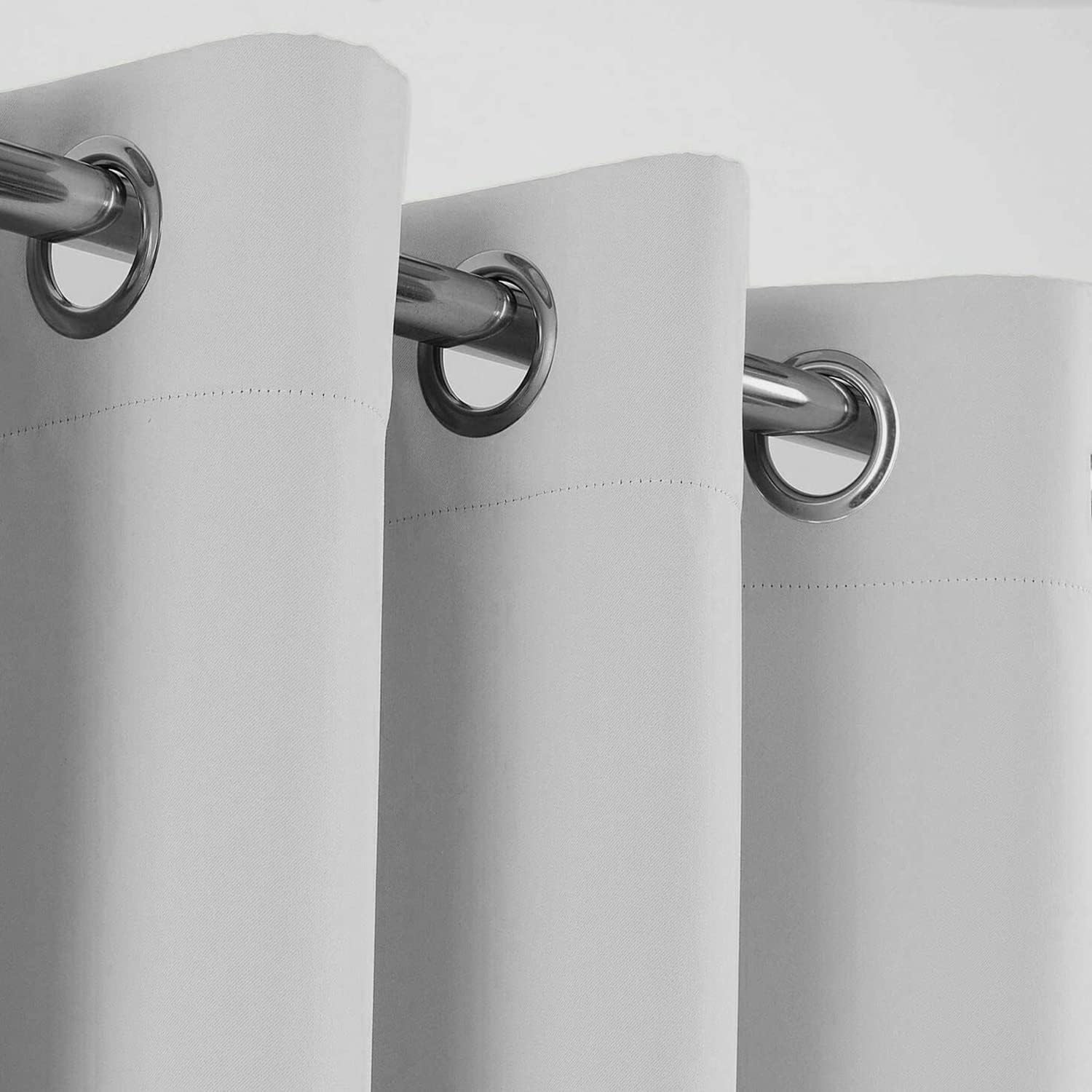 Detalle de Aspire Homeware blackout curtains, light grey eyelet ring-top with tiebacks (2-panel set)