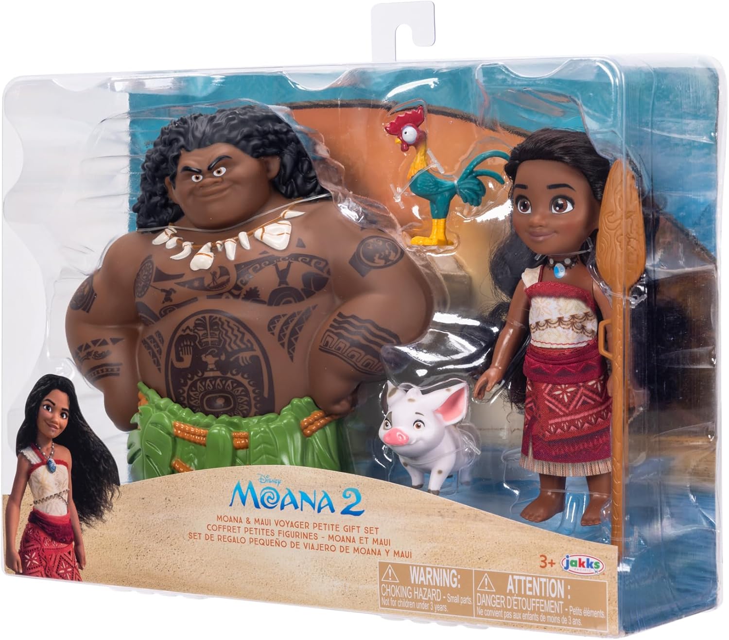 Detalle de Disney Moana & Maui Voyager Petite Dolls Gift Set – 6" tall, includes Moana, Maui, Pua & Heihei