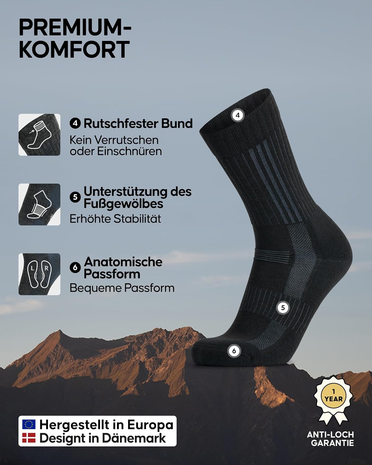 Thumbnail 2 de DANISH ENDURANCE Expert Pro Merino Wandersocken