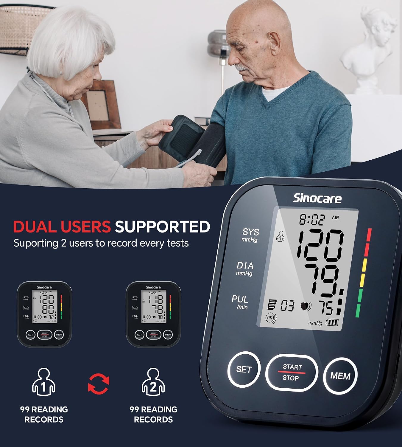 Thumbnail 1 de sinocare Blutdruckmessgerät Oberarm 24–42 cm 📟