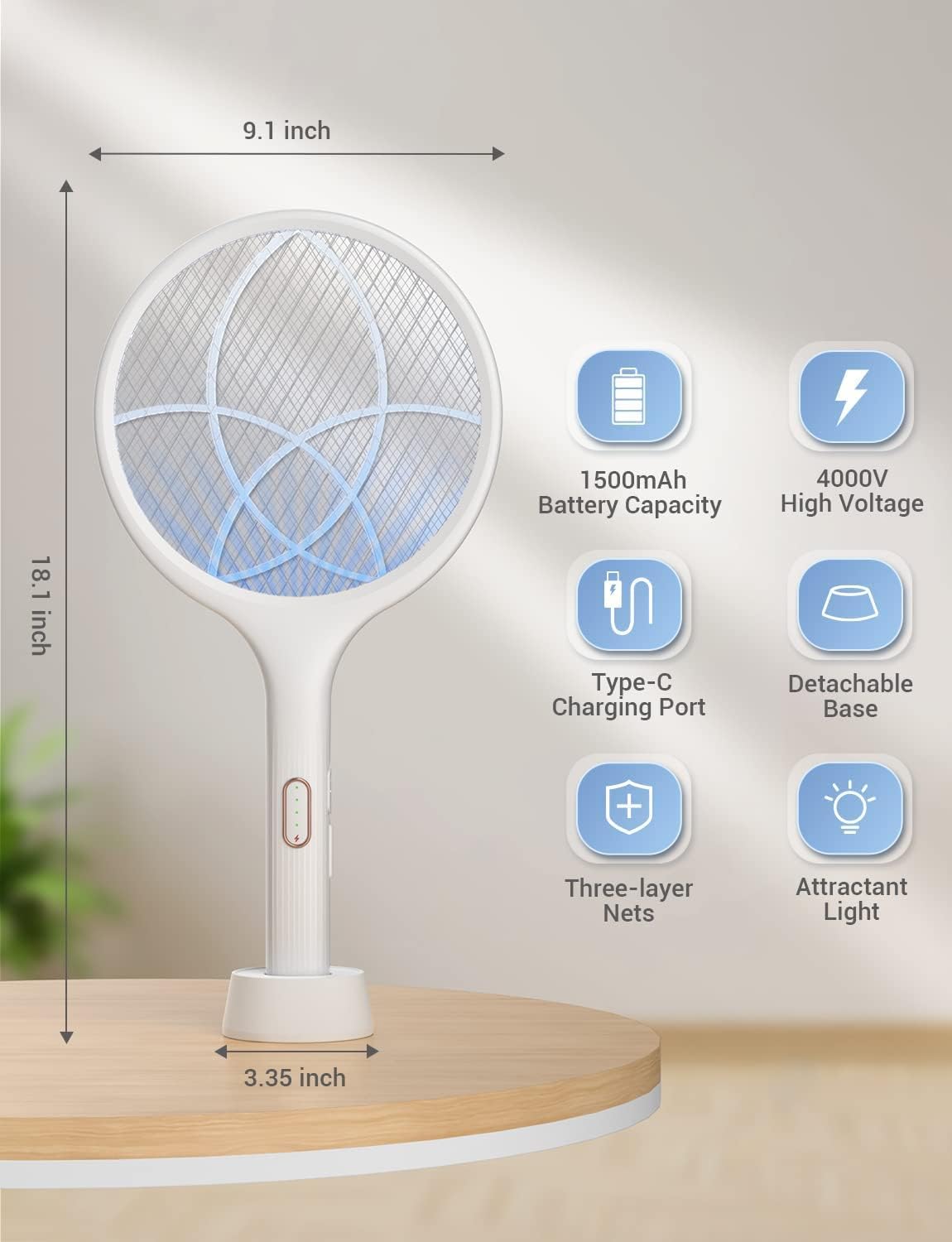 Detalle 2 de YISSVIC Electric Fly Swatter 1500 mAh