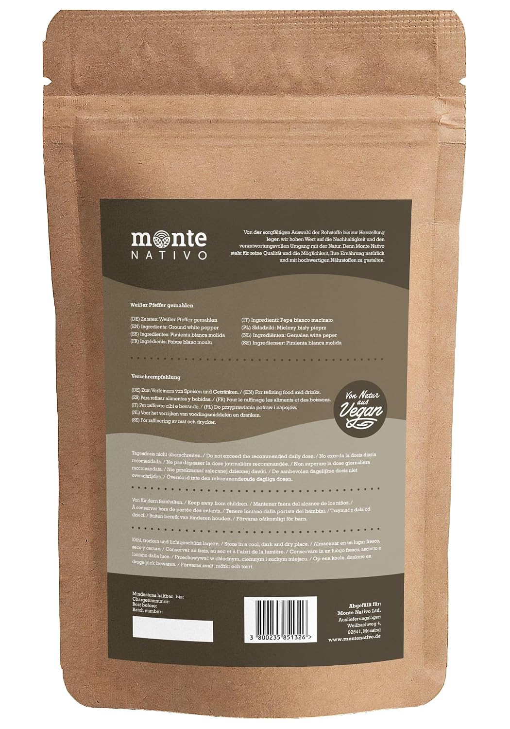Thumbnail 1 de Monte Nativo Pfeffer gemahlen weiß – 500 g