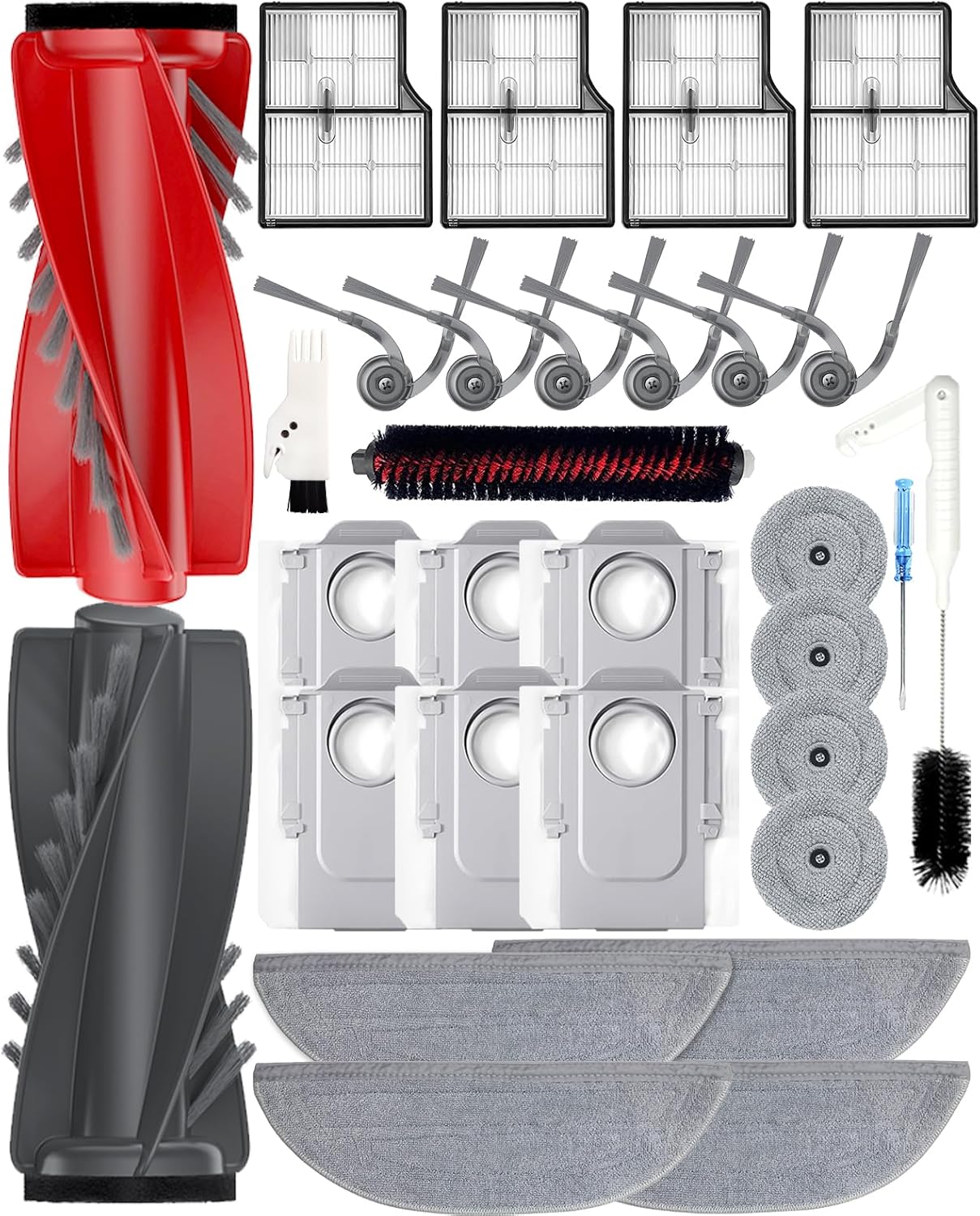 Yivy kit d’accessoires pour Roborock SAROS 10 / G30 (lot de 30) : brosses, filtres, serpillières et sacs