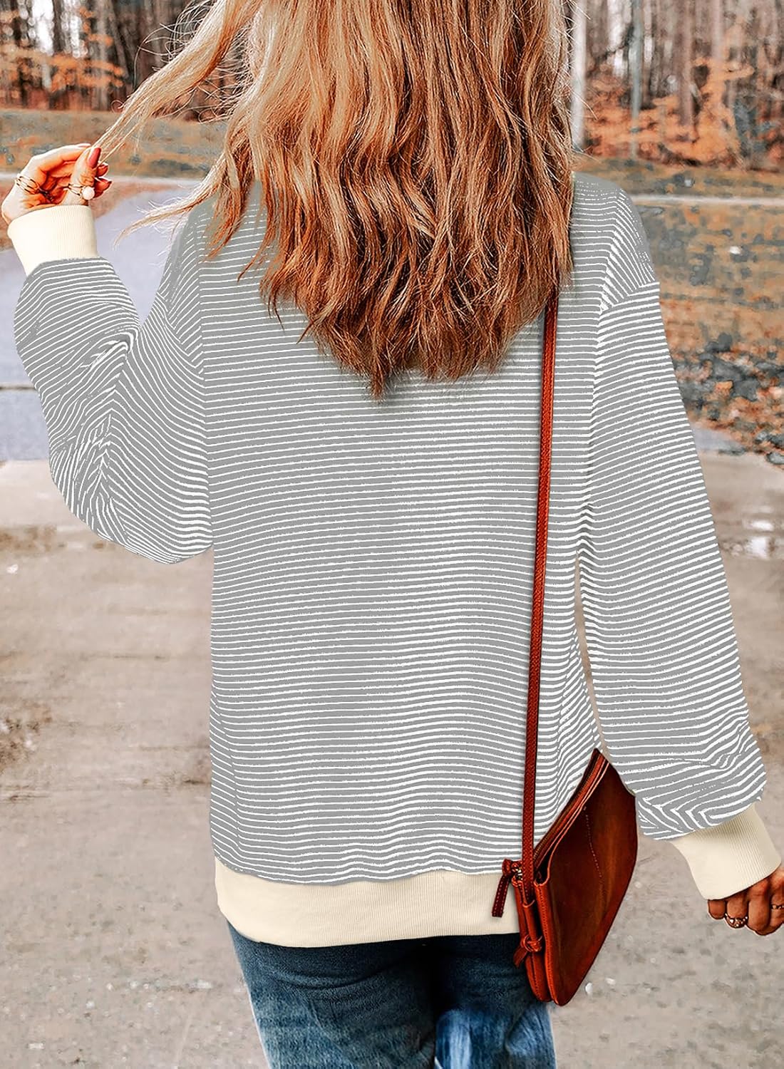 Thumbnail 1 de SHEWIN Women's Striped Sweatshirt Cotton Blend