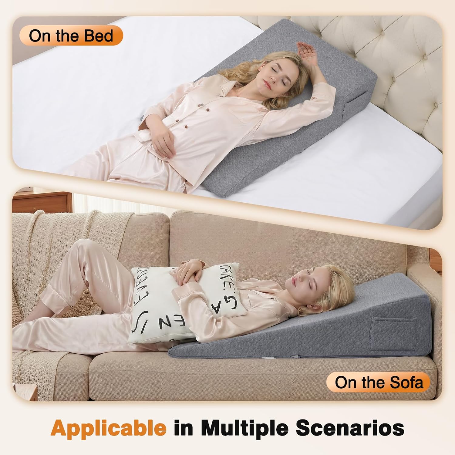 Thumbnail 5 de Vekkia 34-Inch Extra-Long Wedge Pillow: Full Upper-Body Support for Back, Arms, and Comfort